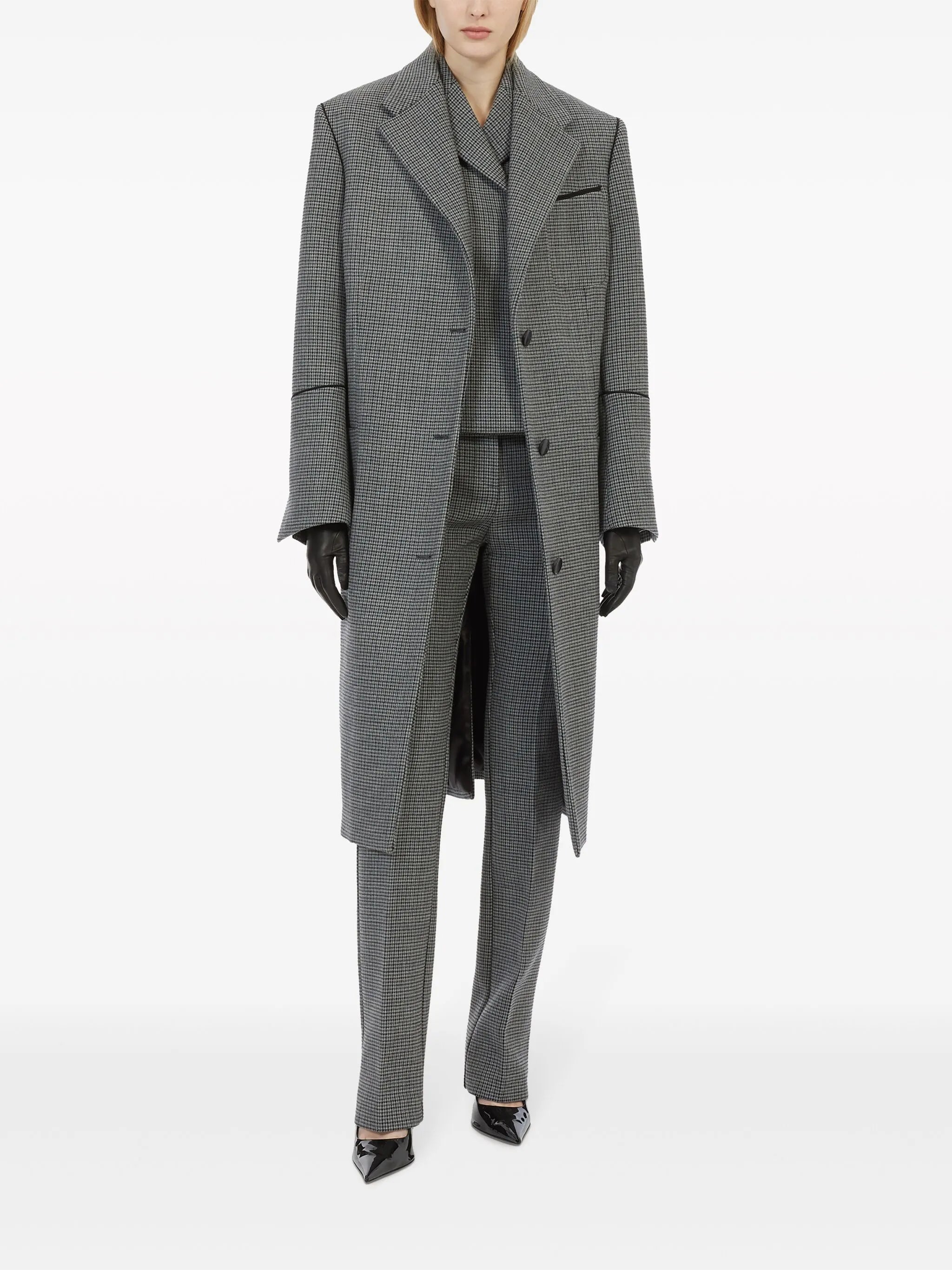 shepherd's-check double-breasted blazer
