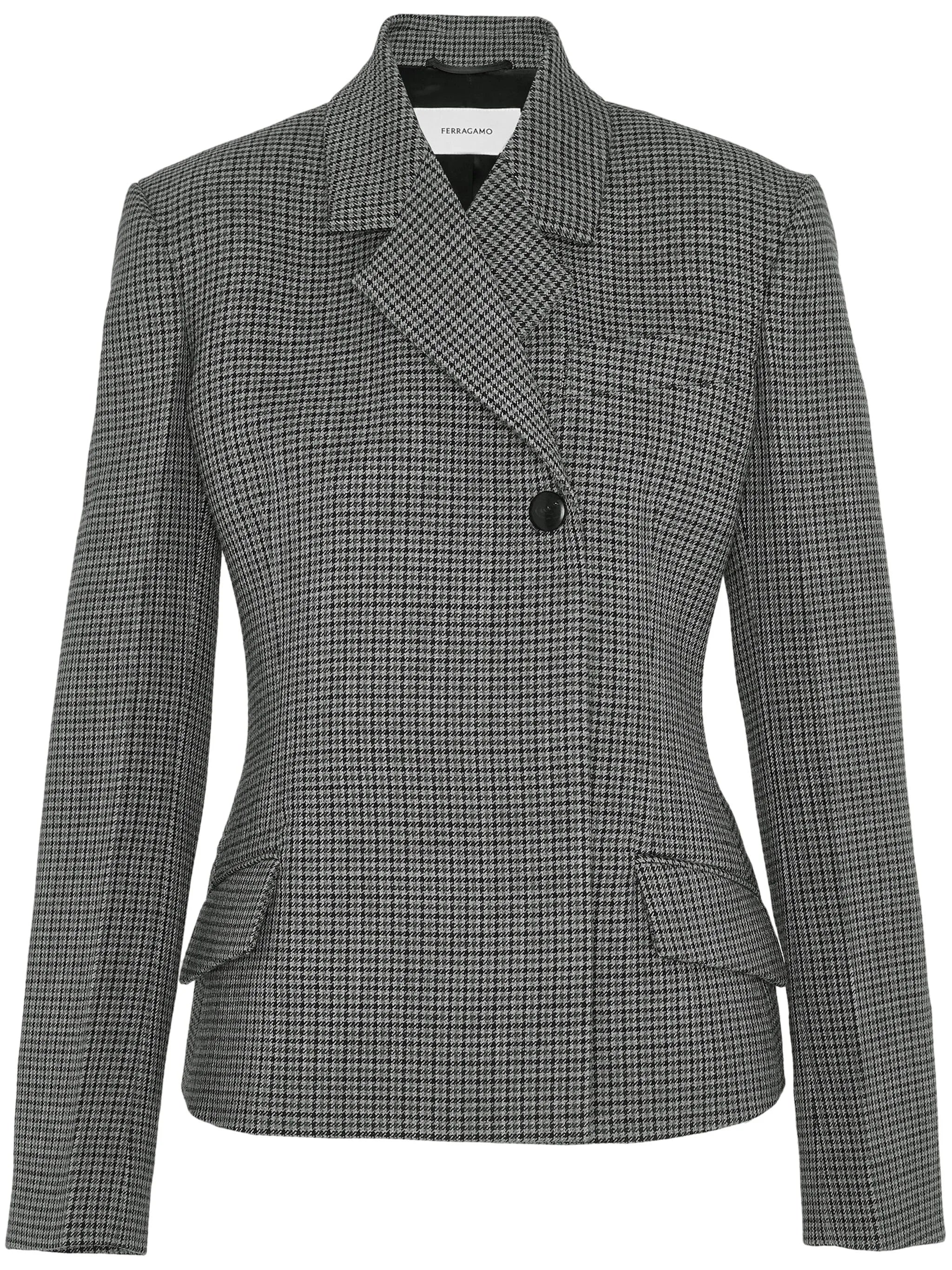 shepherd's-check double-breasted blazer