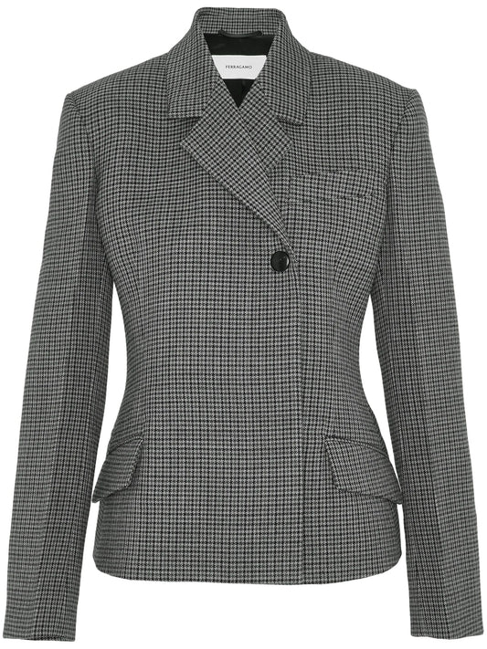 shepherd's-check double-breasted blazer