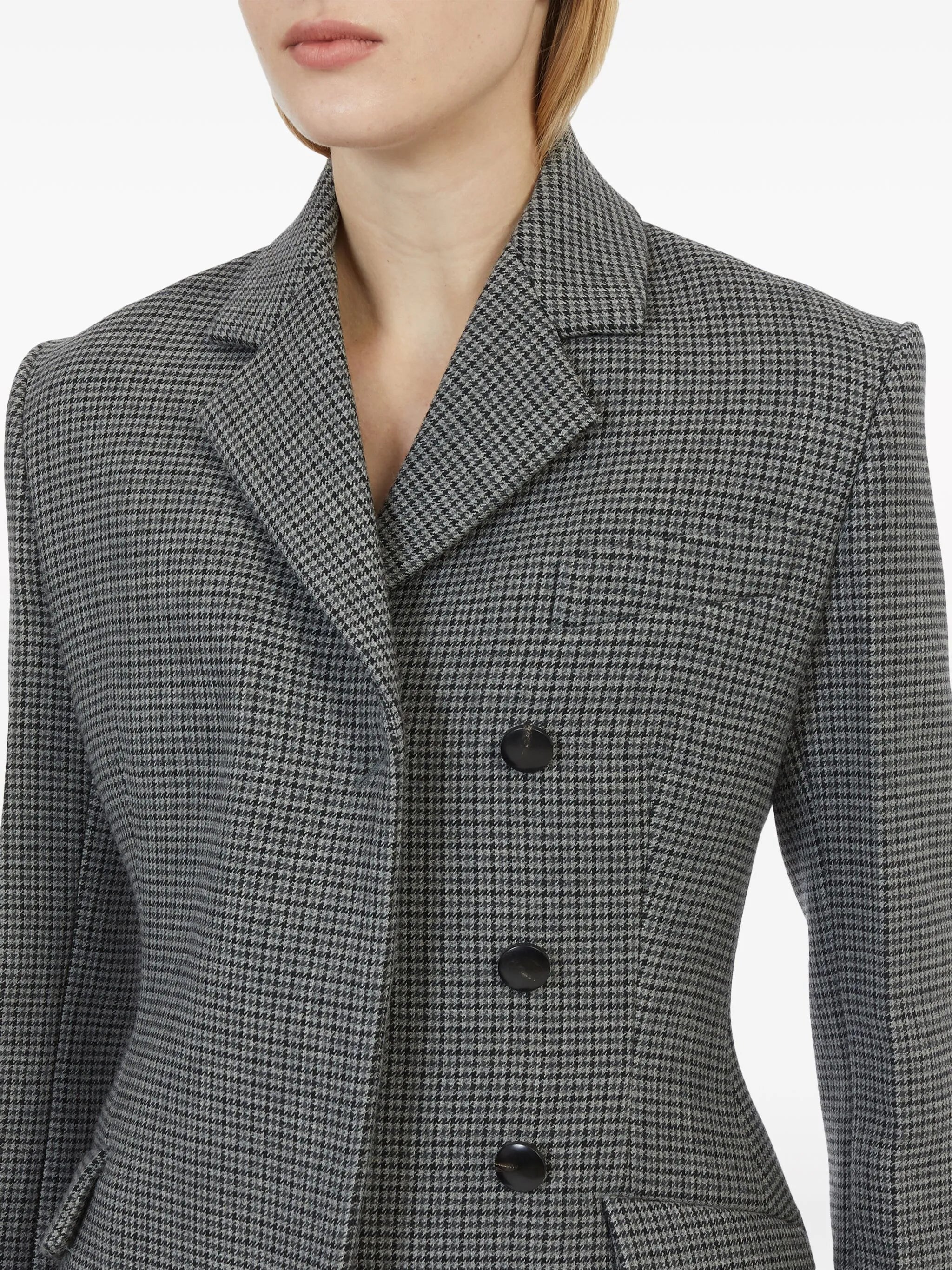 shepherd's-check double-breasted blazer