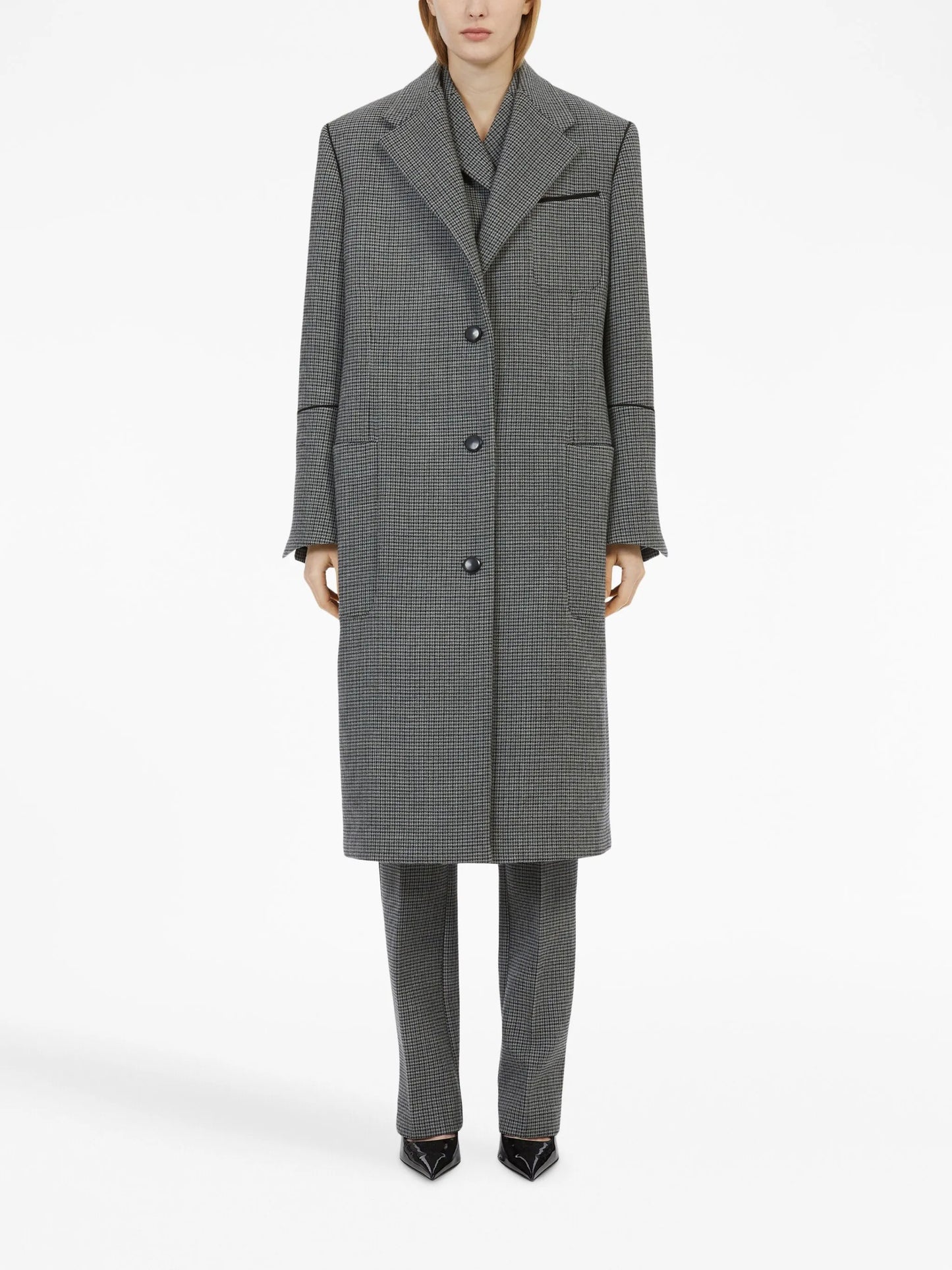 single-breasted check-pattern coat
