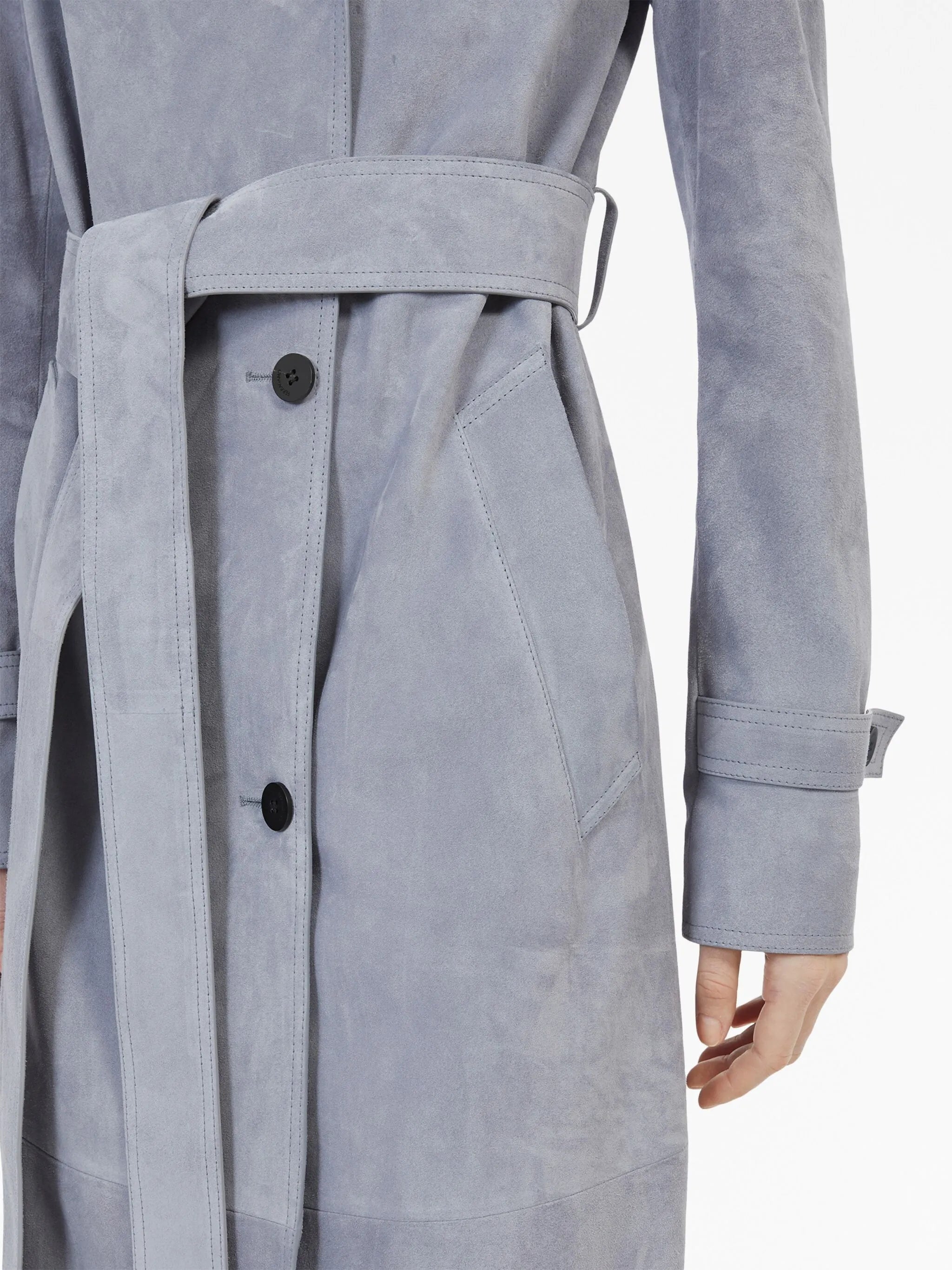 belted suede coat