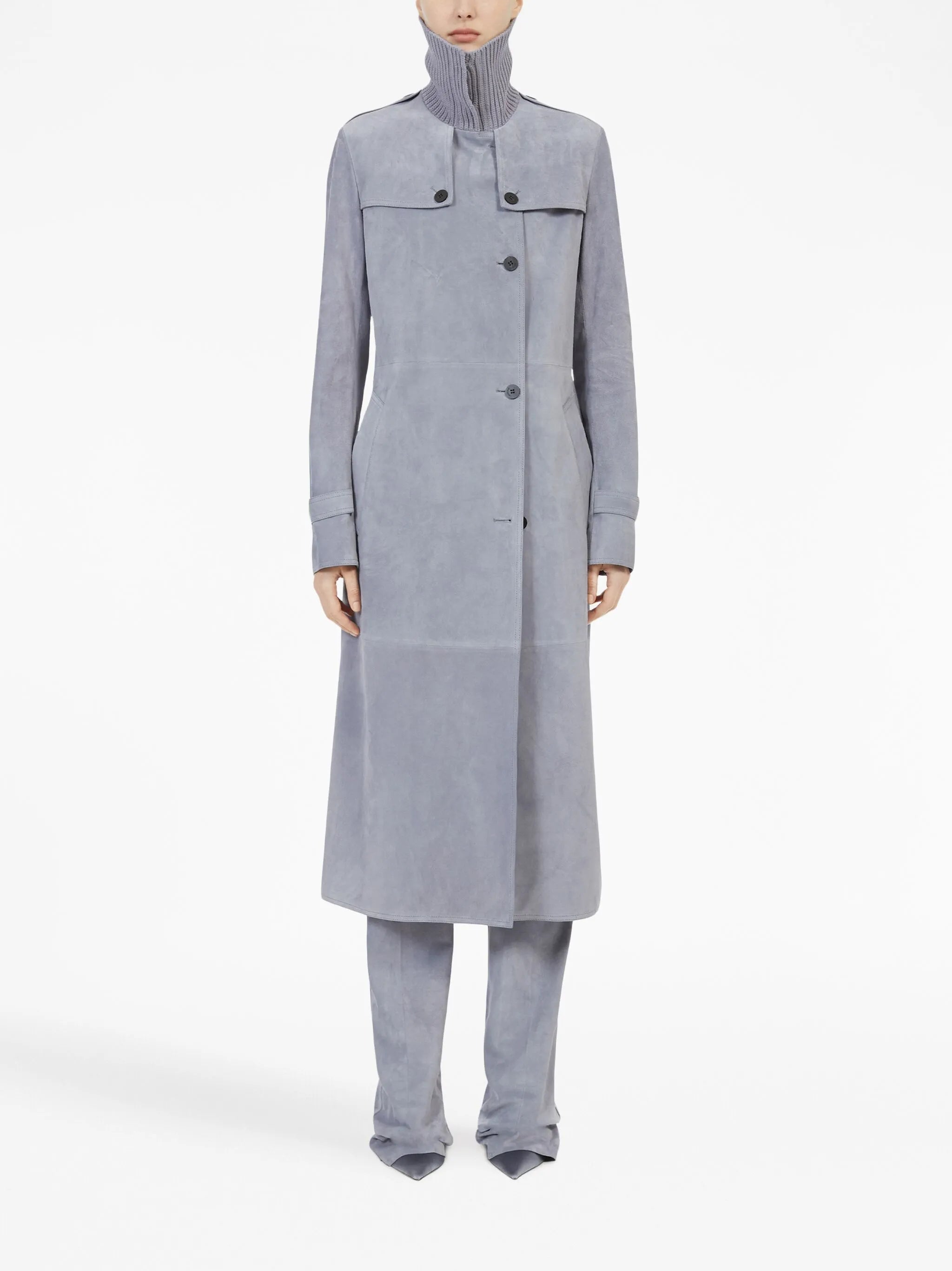 belted suede coat