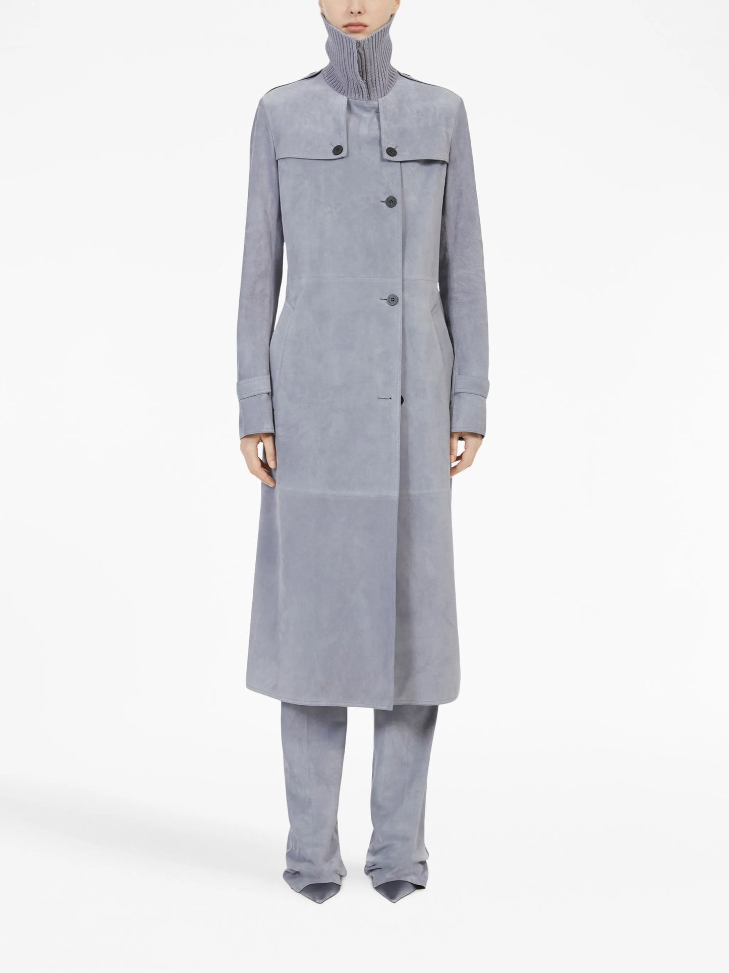belted suede coat