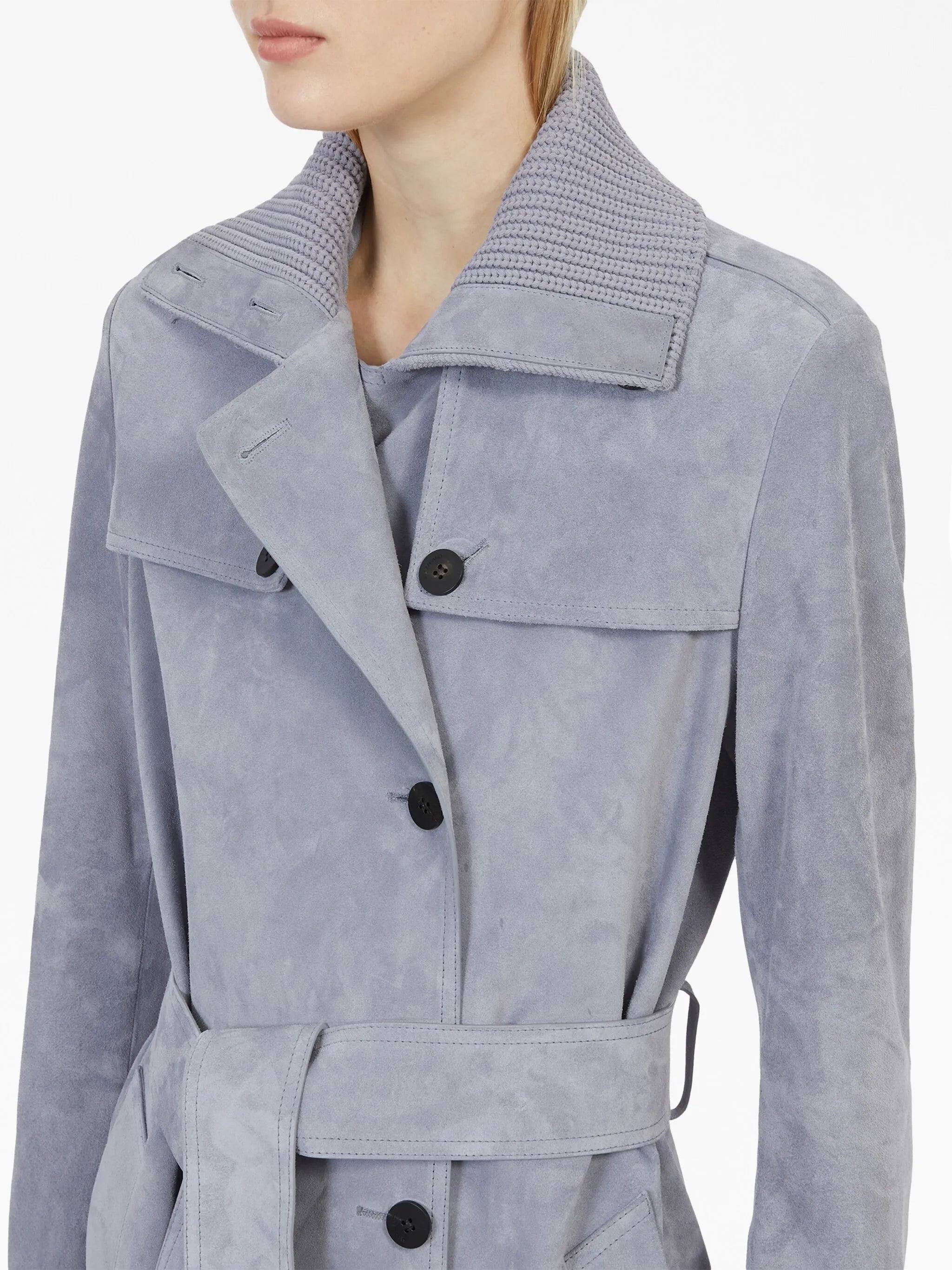 belted suede coat