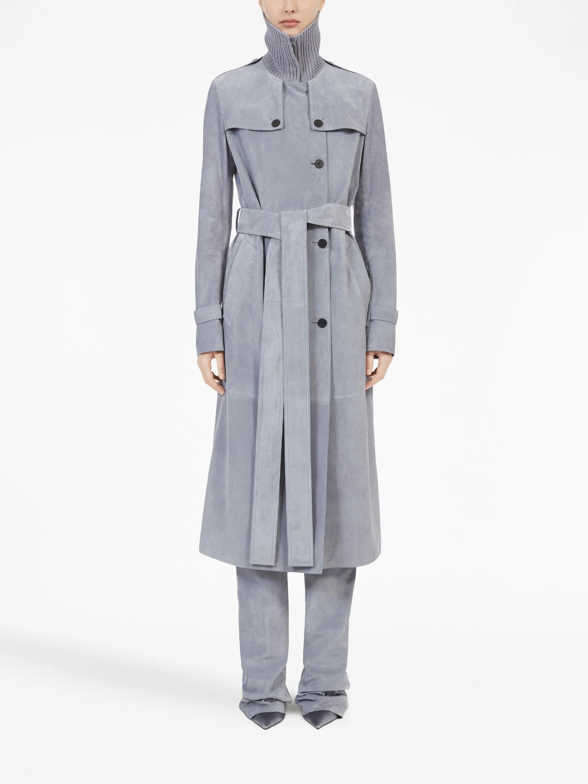 belted suede coat