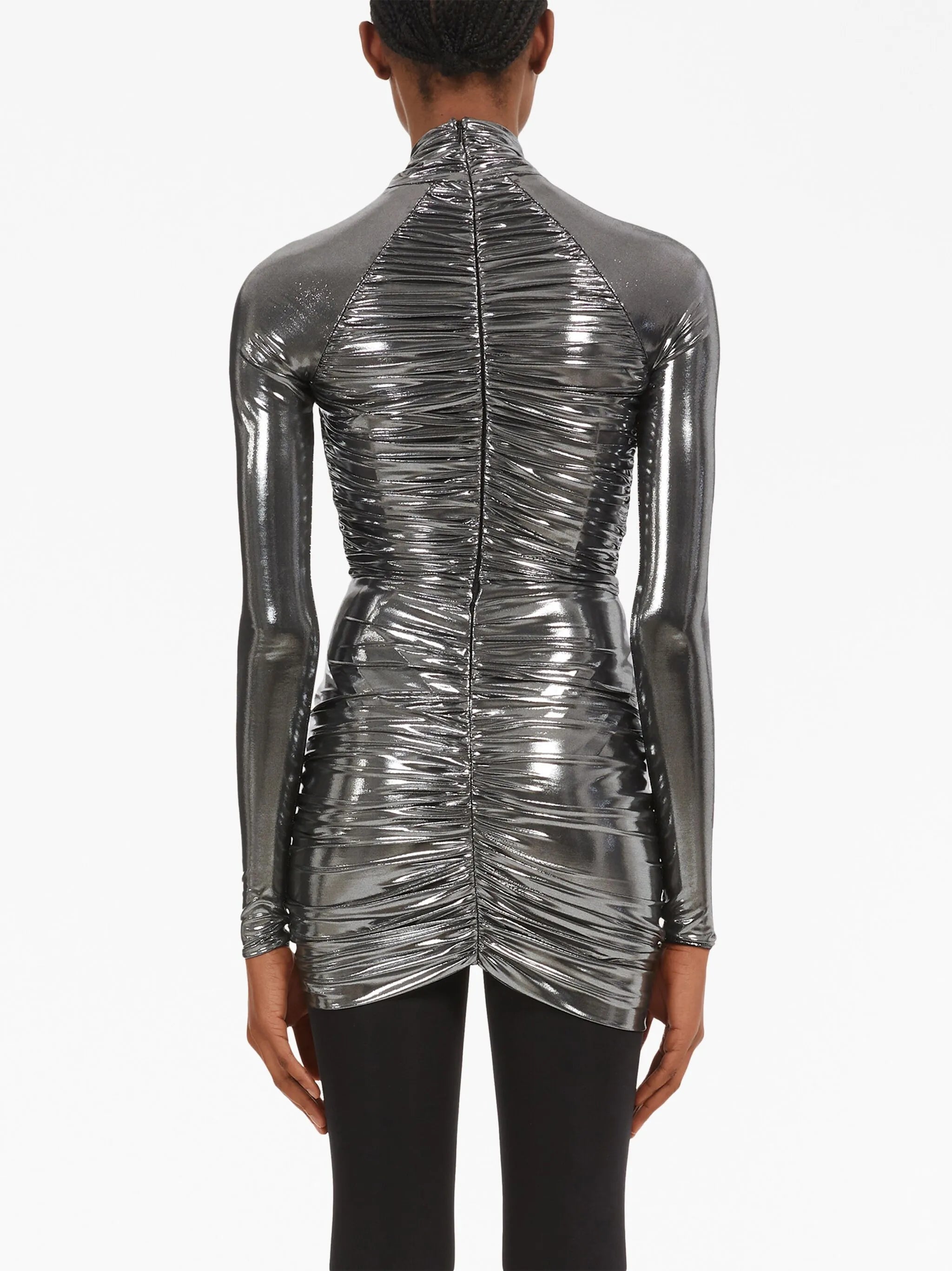 ruched long-sleeve minidress