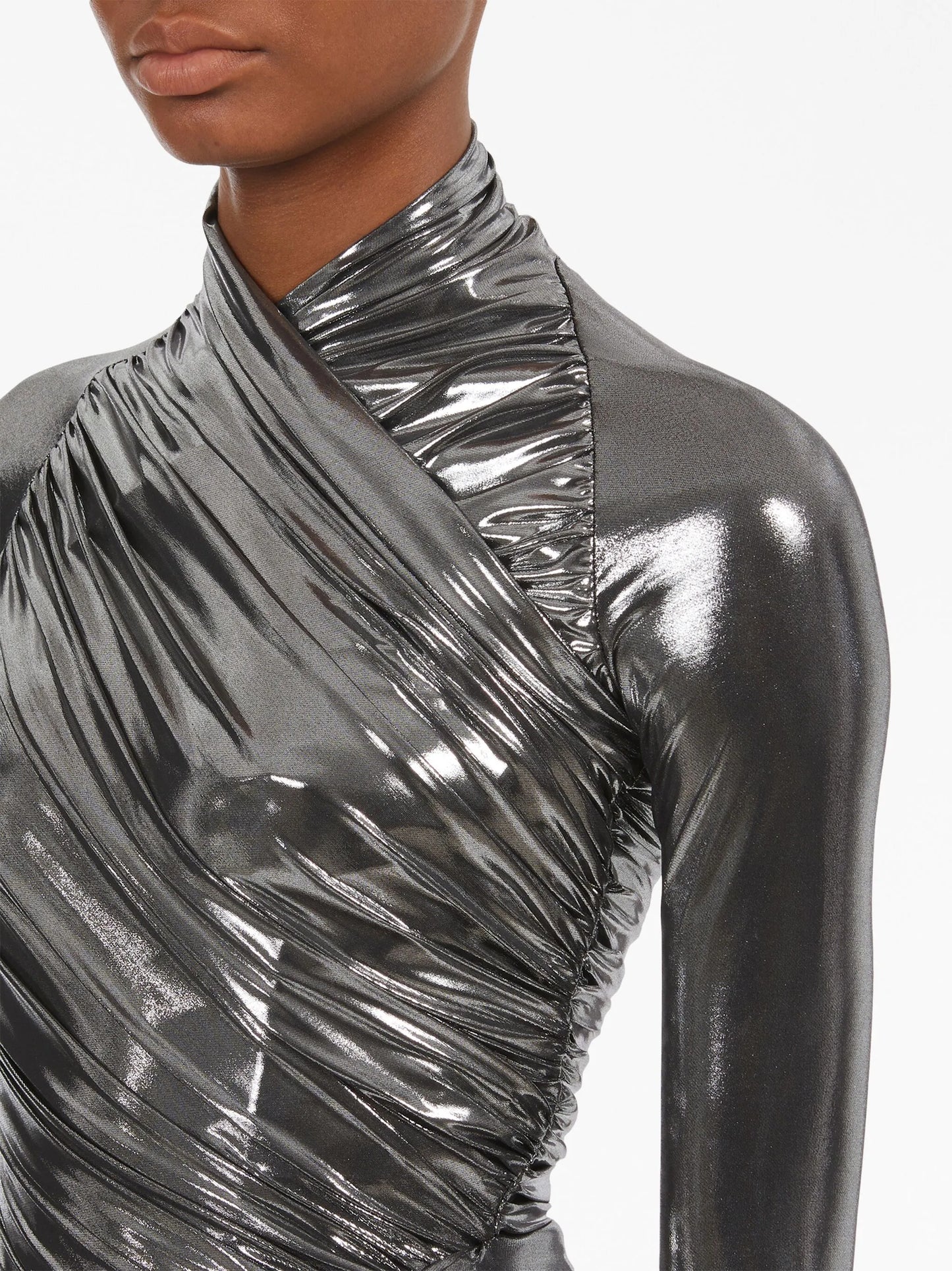 ruched long-sleeve minidress