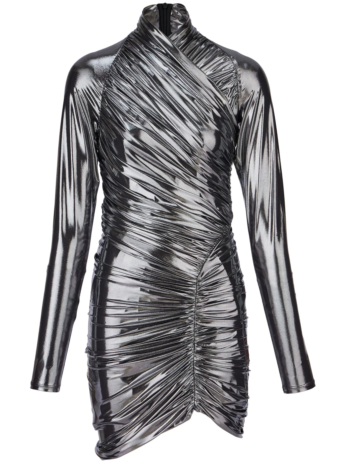 ruched long-sleeve minidress
