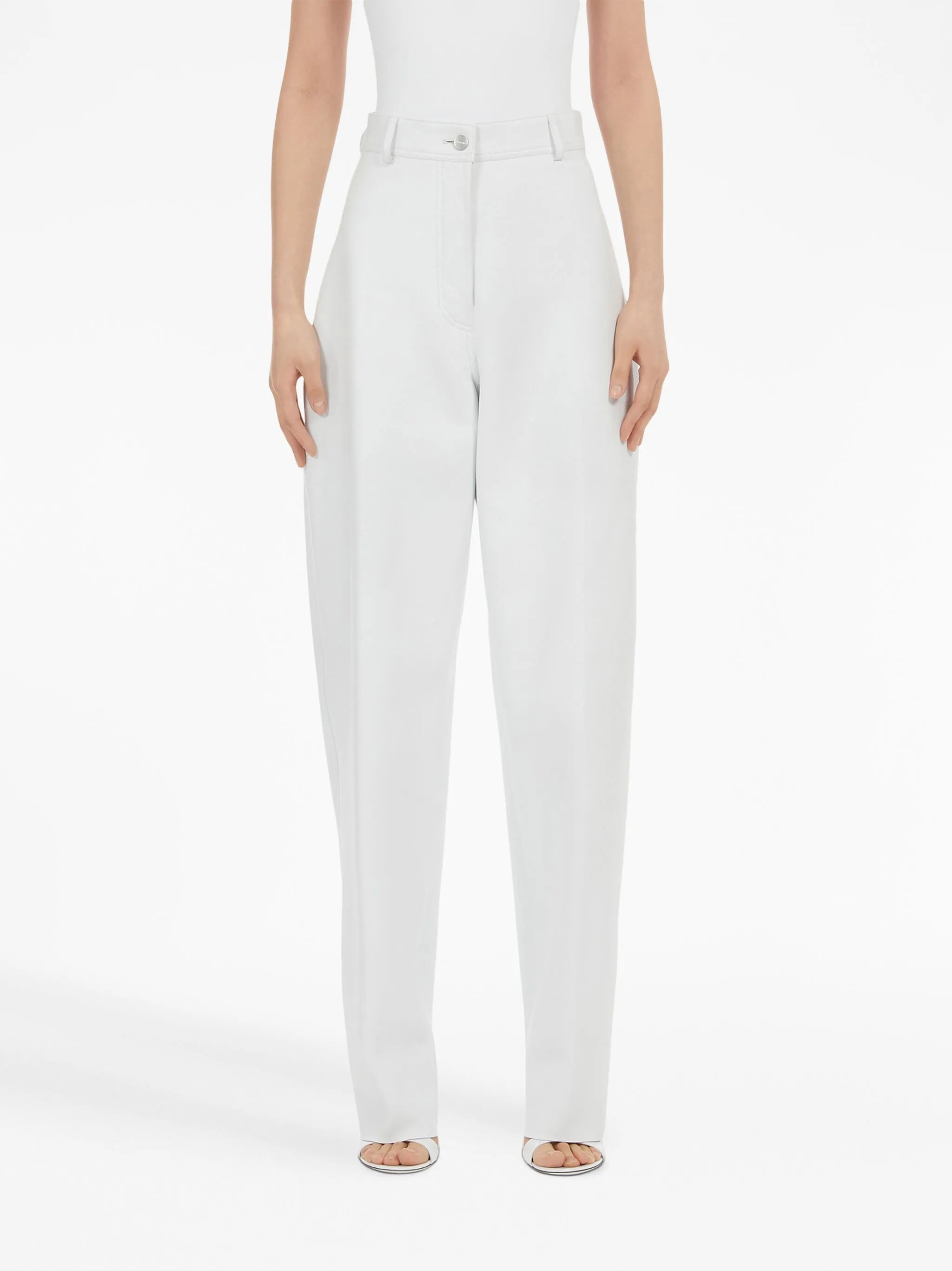 leather tapered trousers