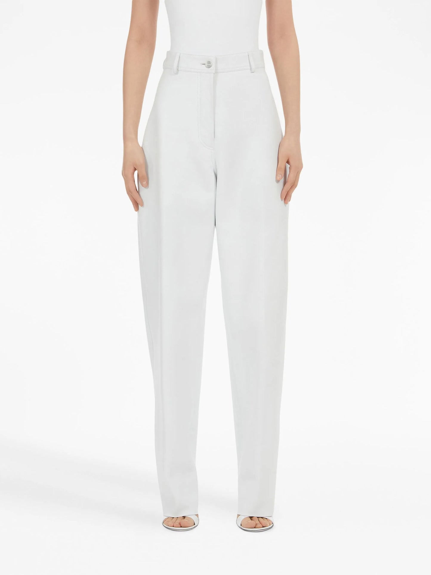 leather tapered trousers