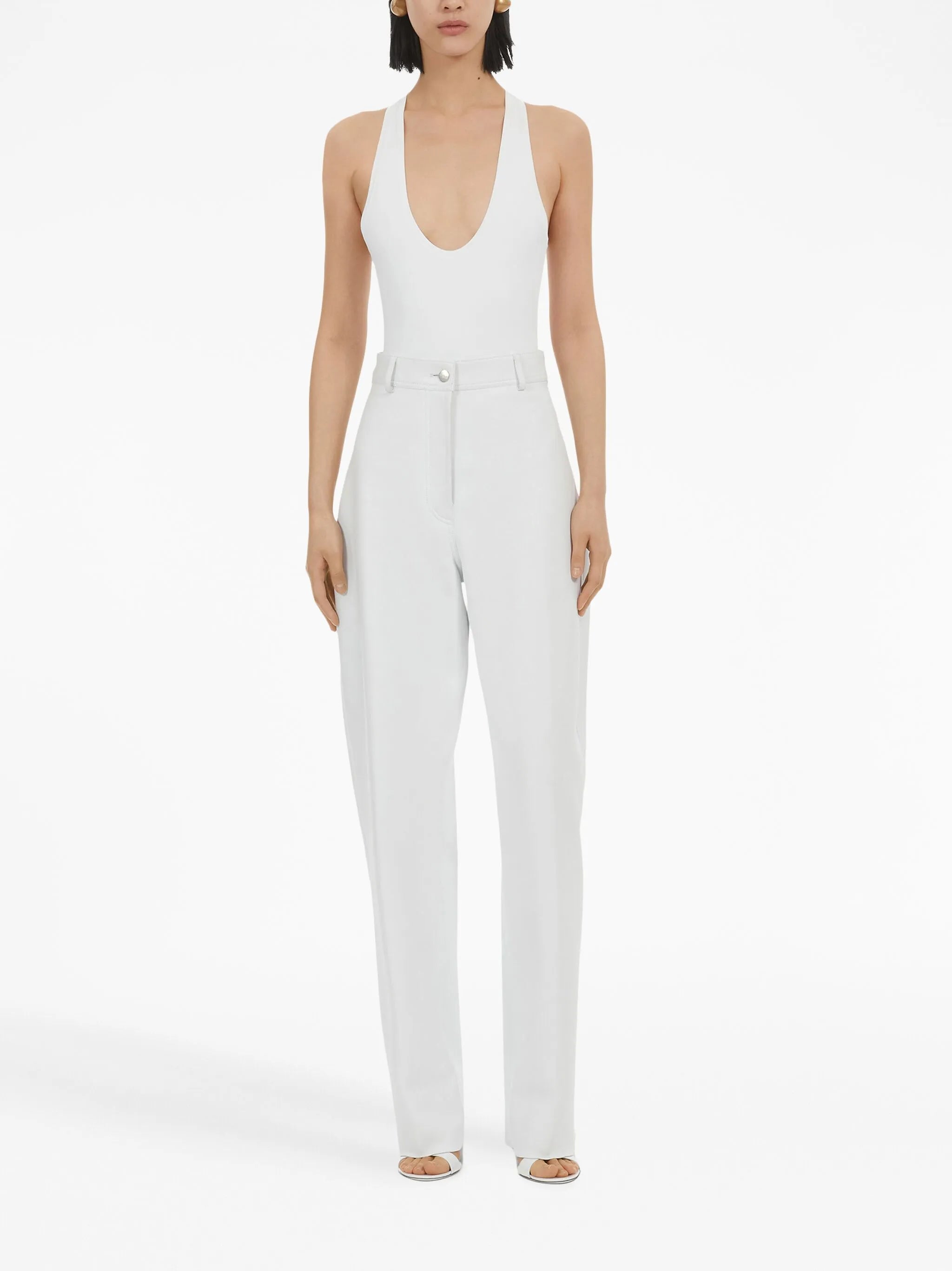 leather tapered trousers