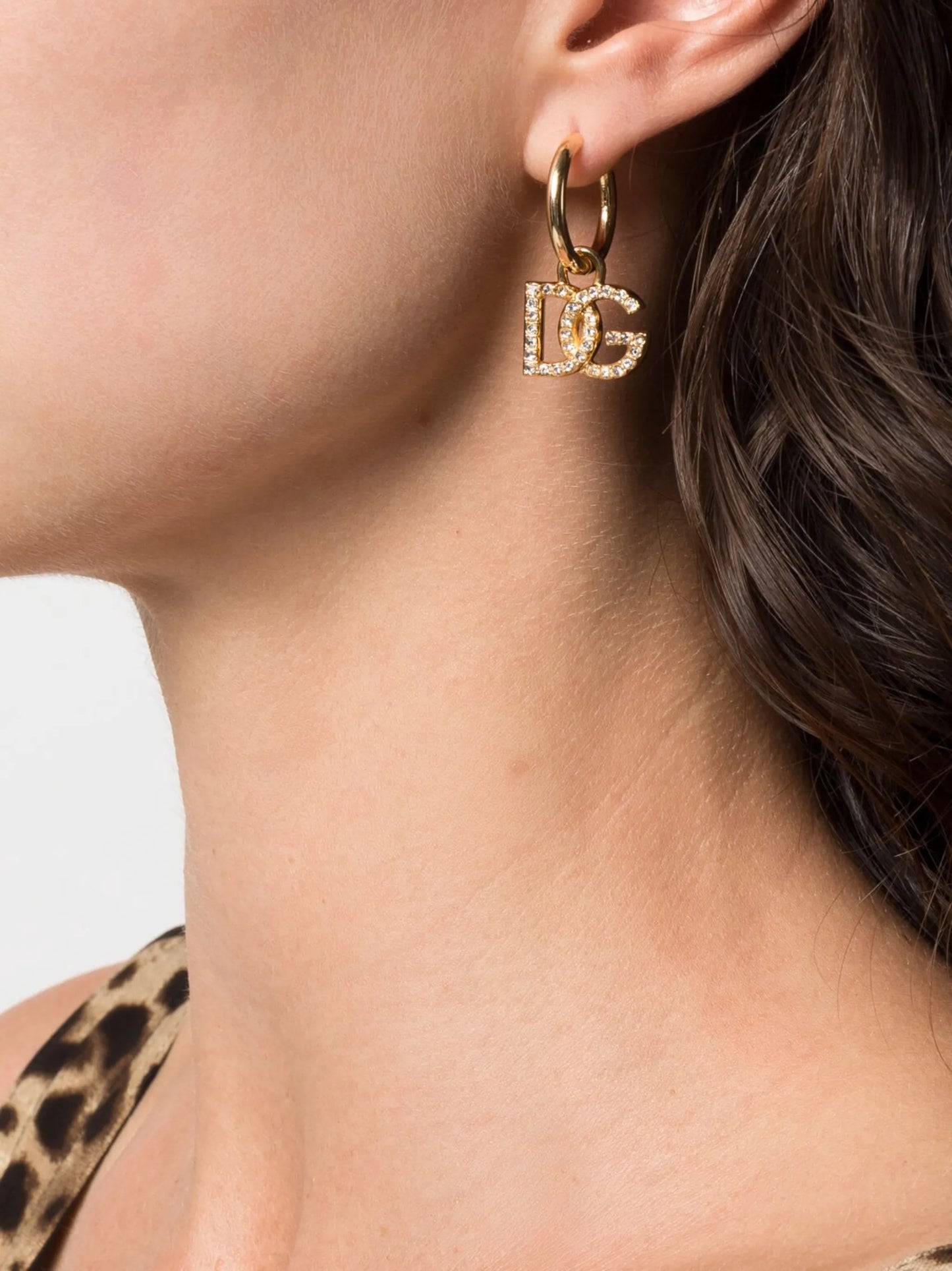 crystal-embellished logo-lettering earrings