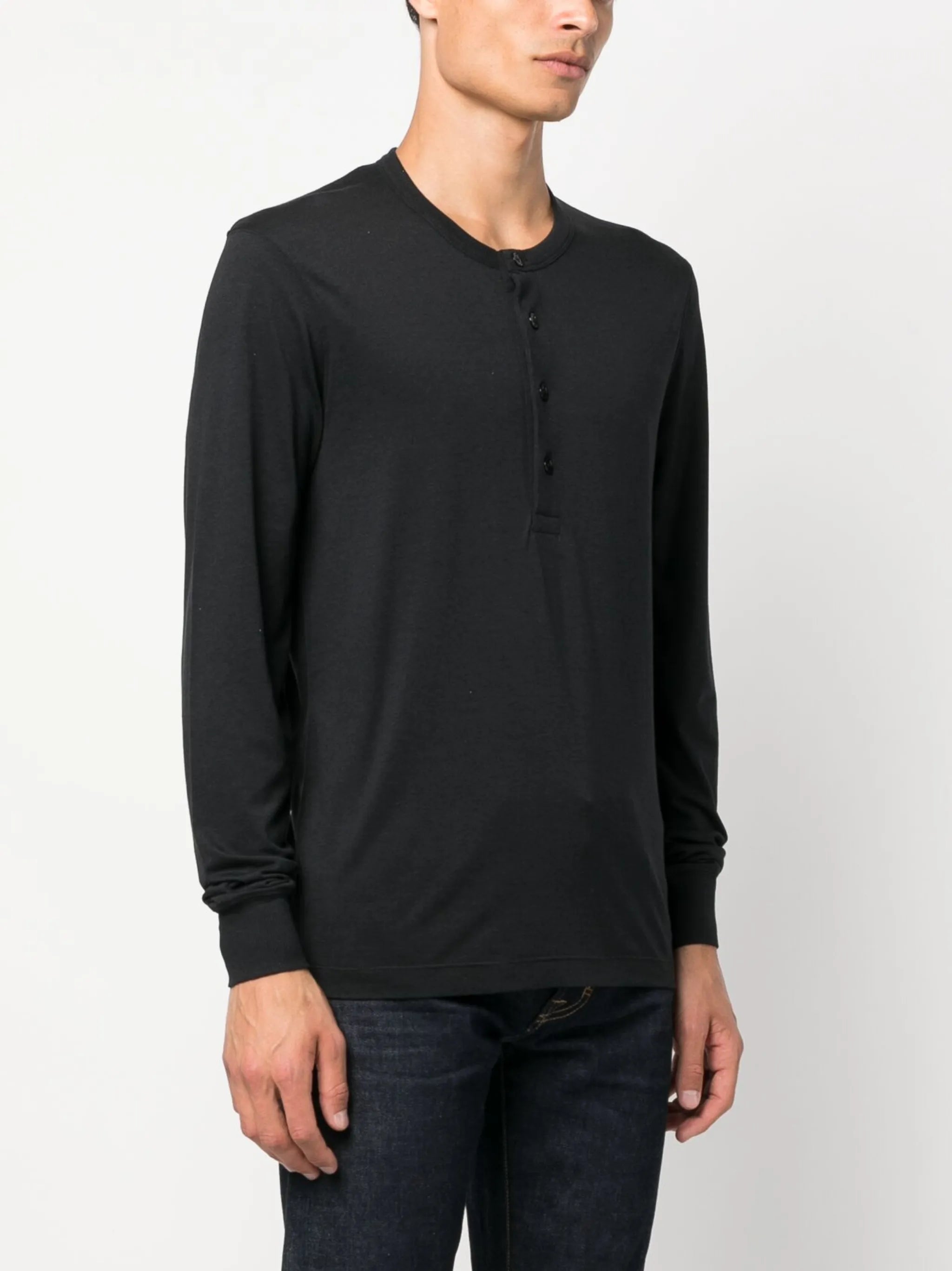 long-sleeve Henley T-shirt