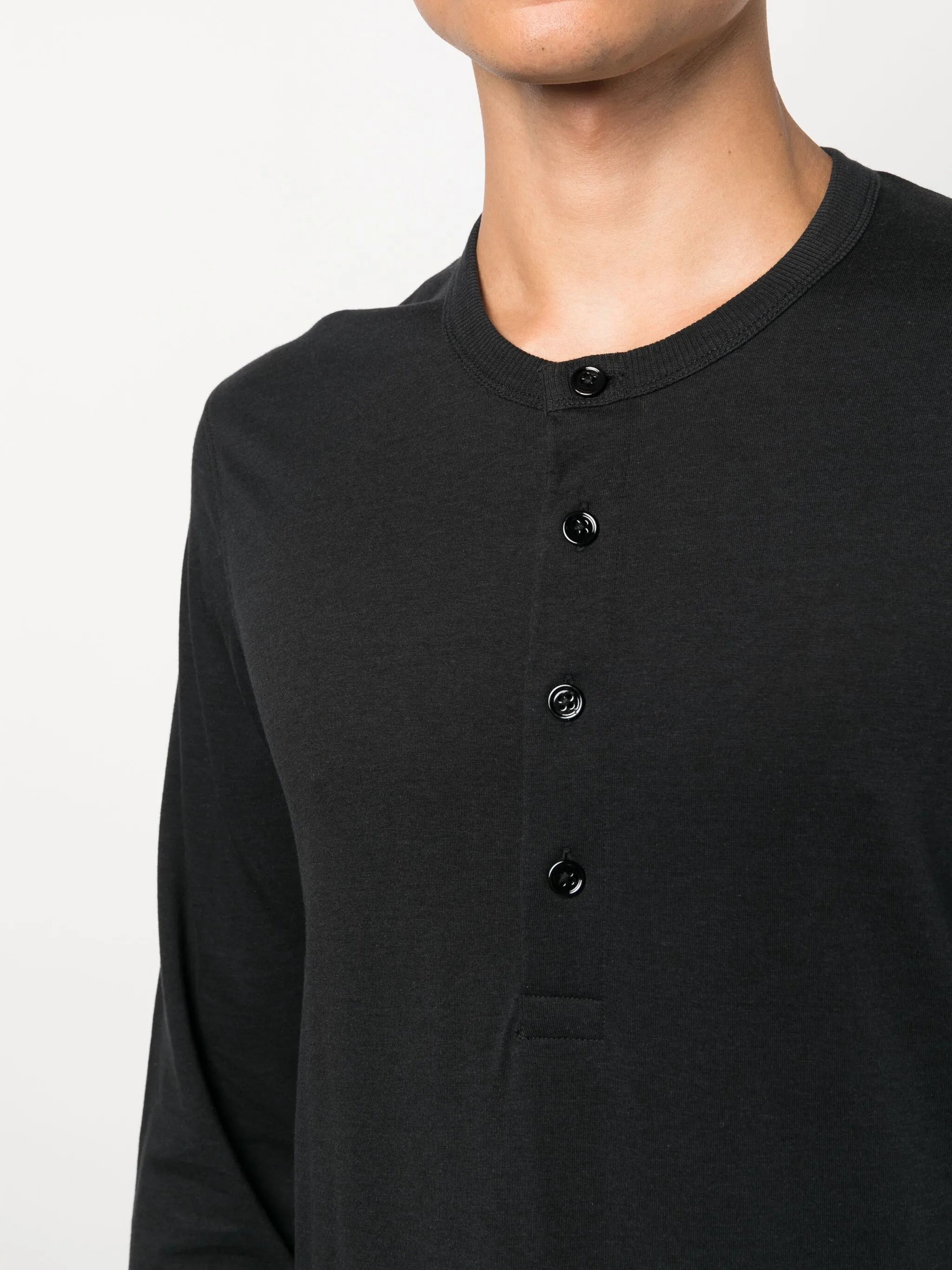 long-sleeve Henley T-shirt