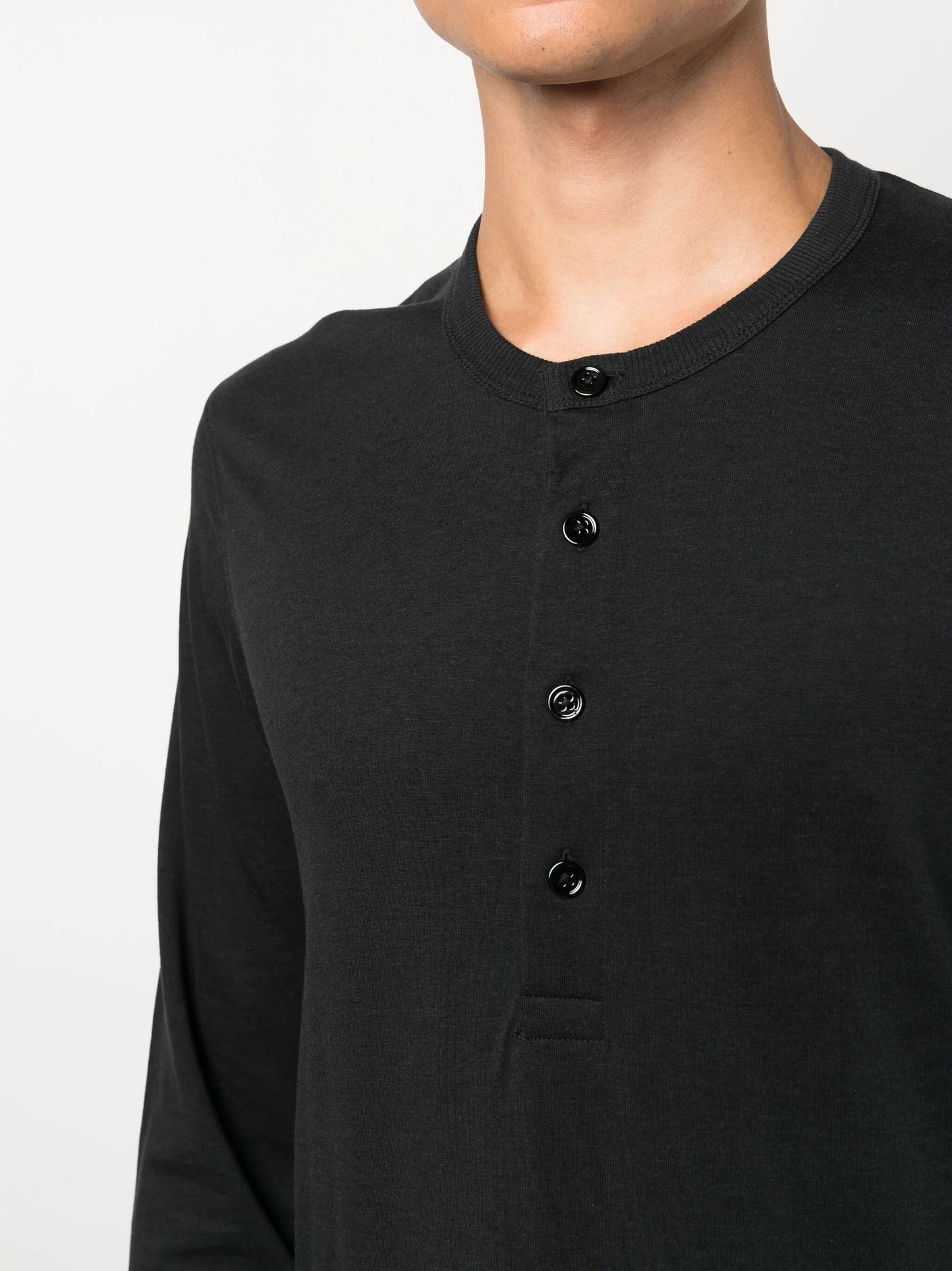 long-sleeve Henley T-shirt