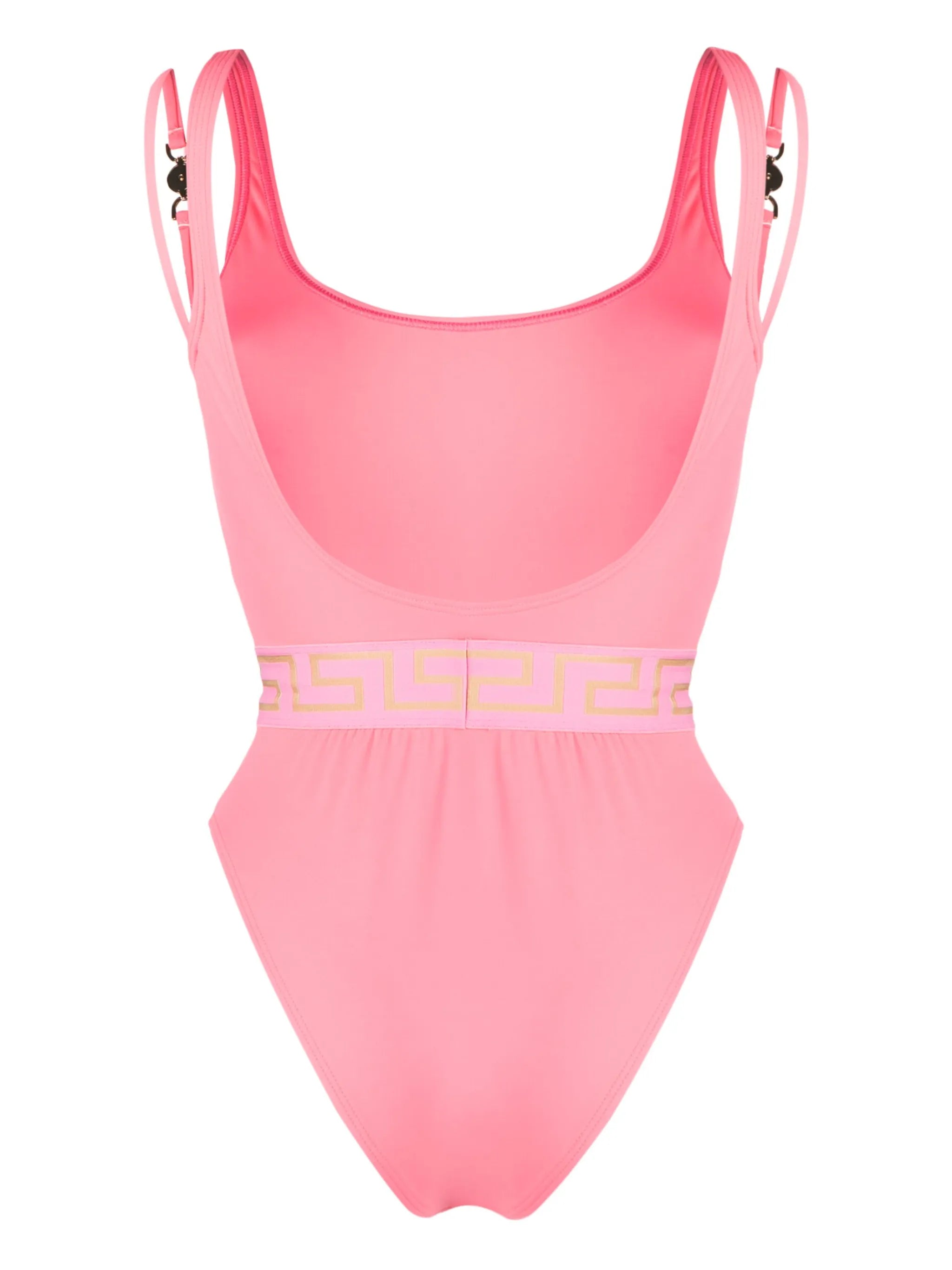 Greca-print scoop-neck swimsuit