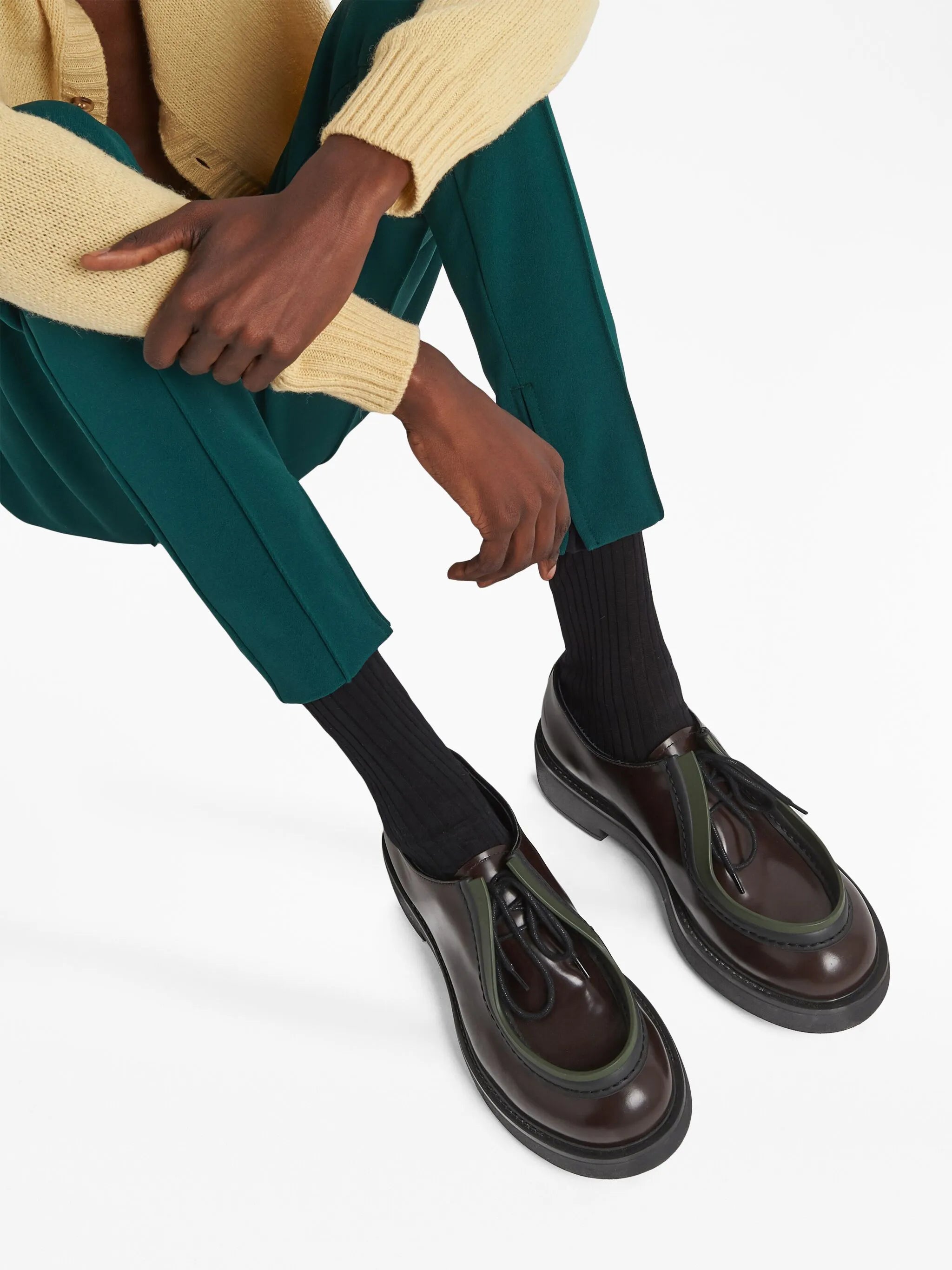 opaque brushed-leather lace-up shoes