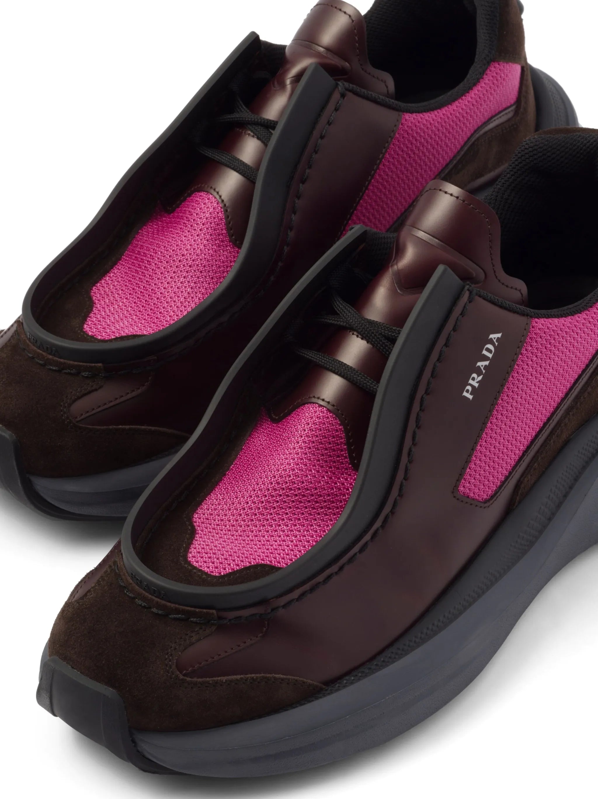 panelled leather chunky sneakers