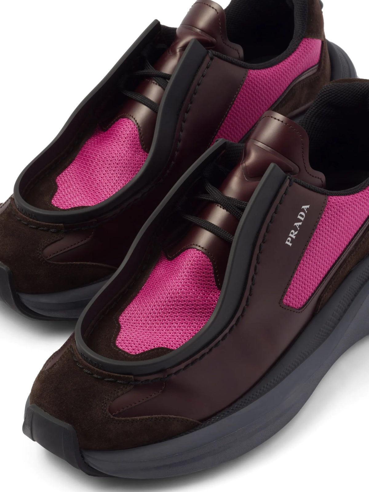 panelled leather chunky sneakers