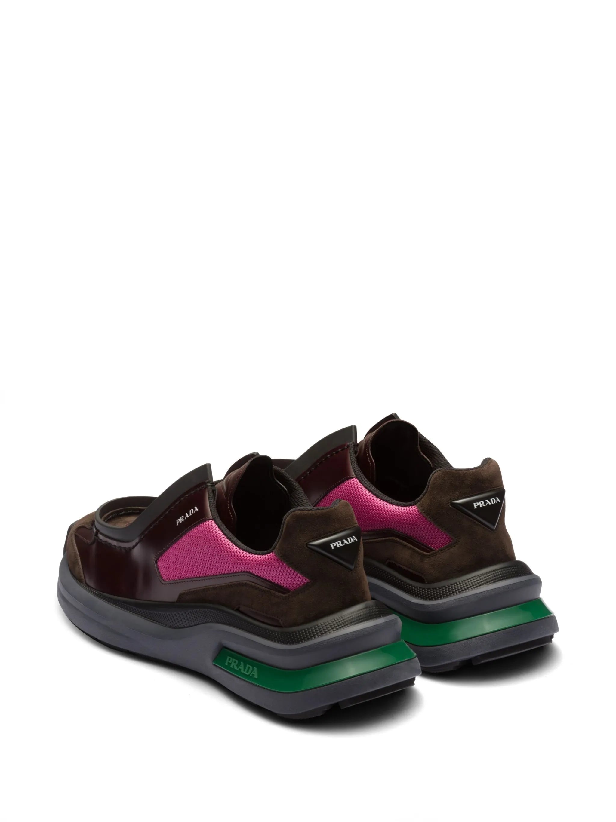 panelled leather chunky sneakers