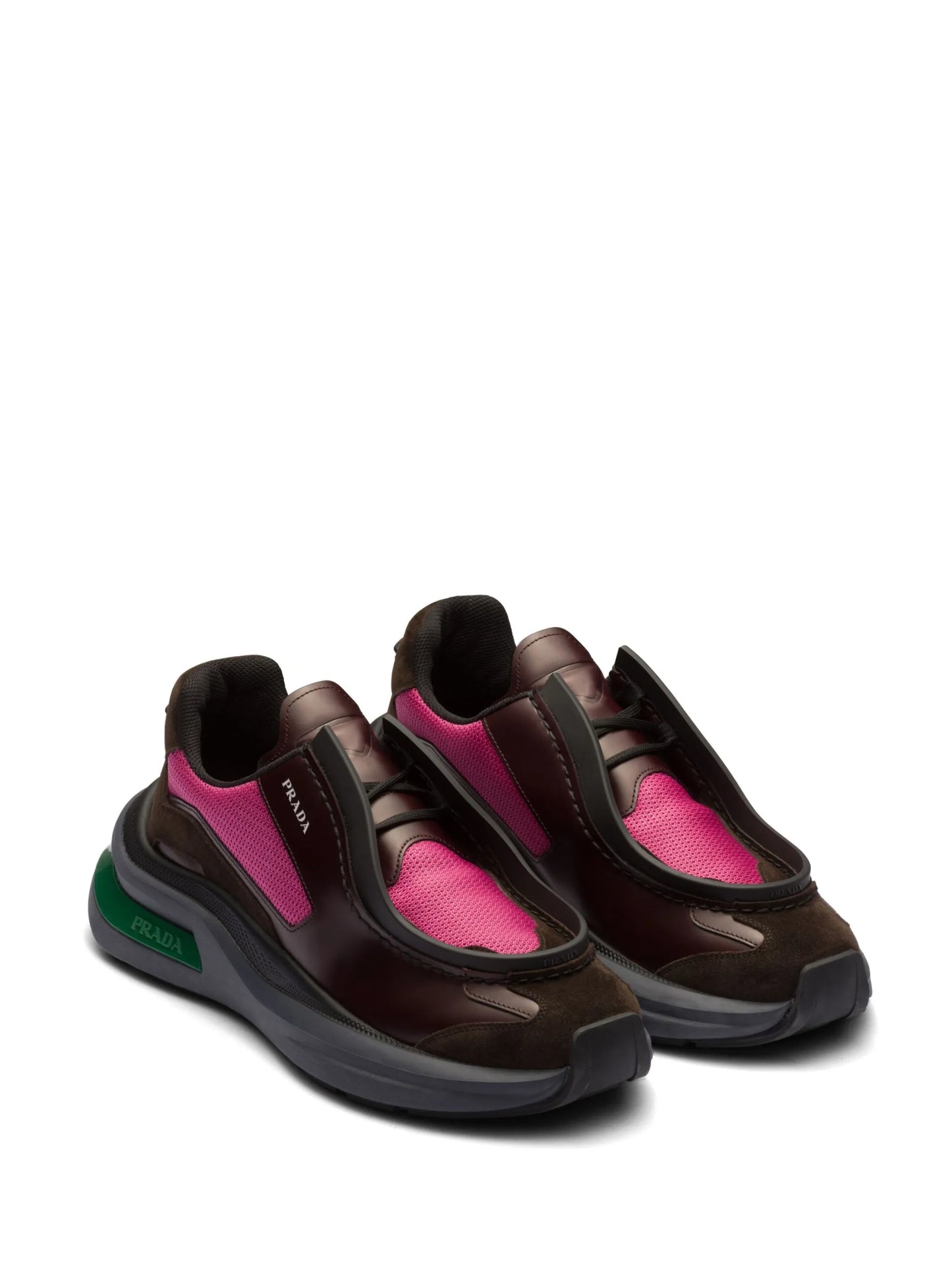 panelled leather chunky sneakers