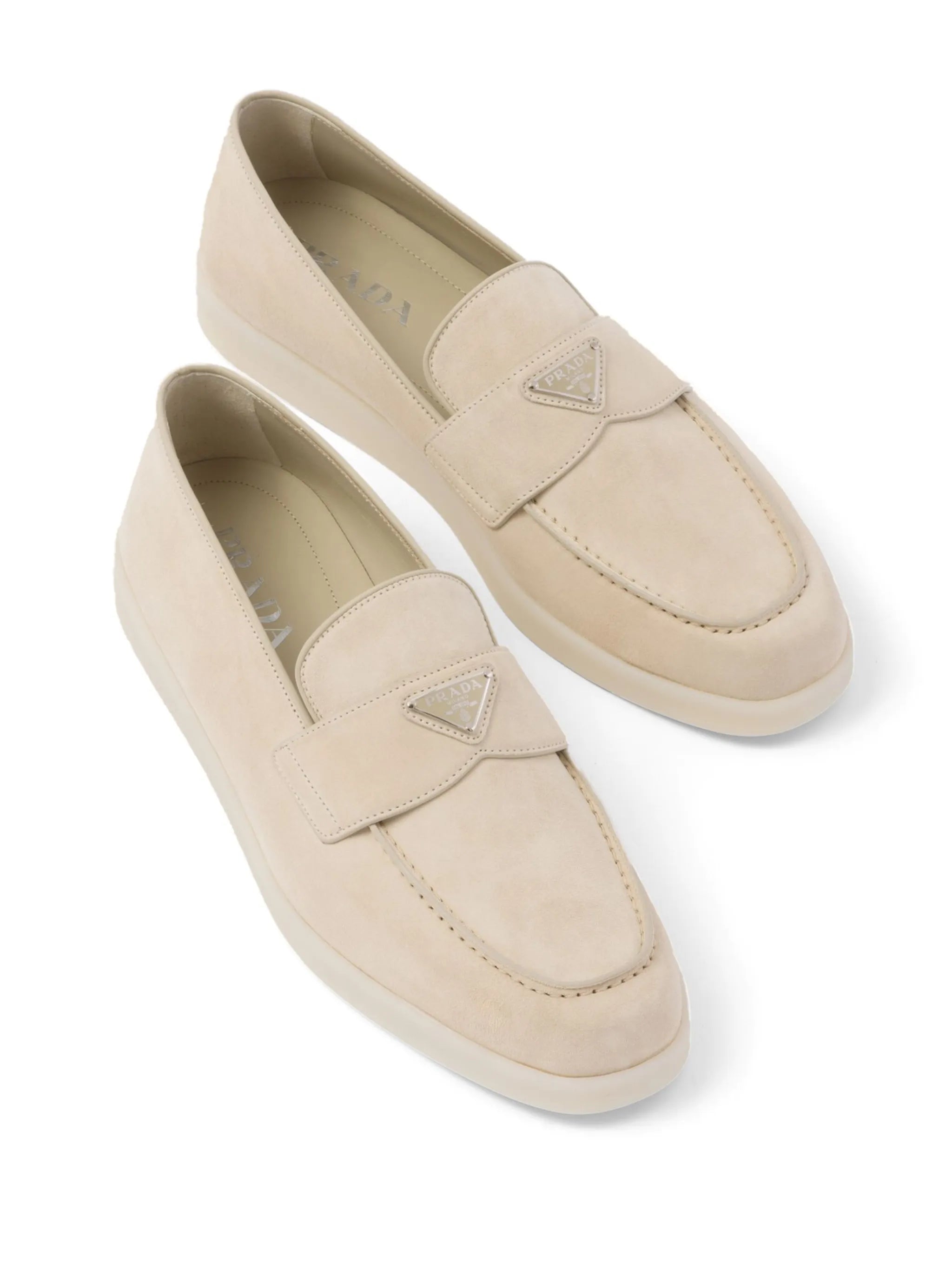 enamel triangle logo-plaque suede loafers
