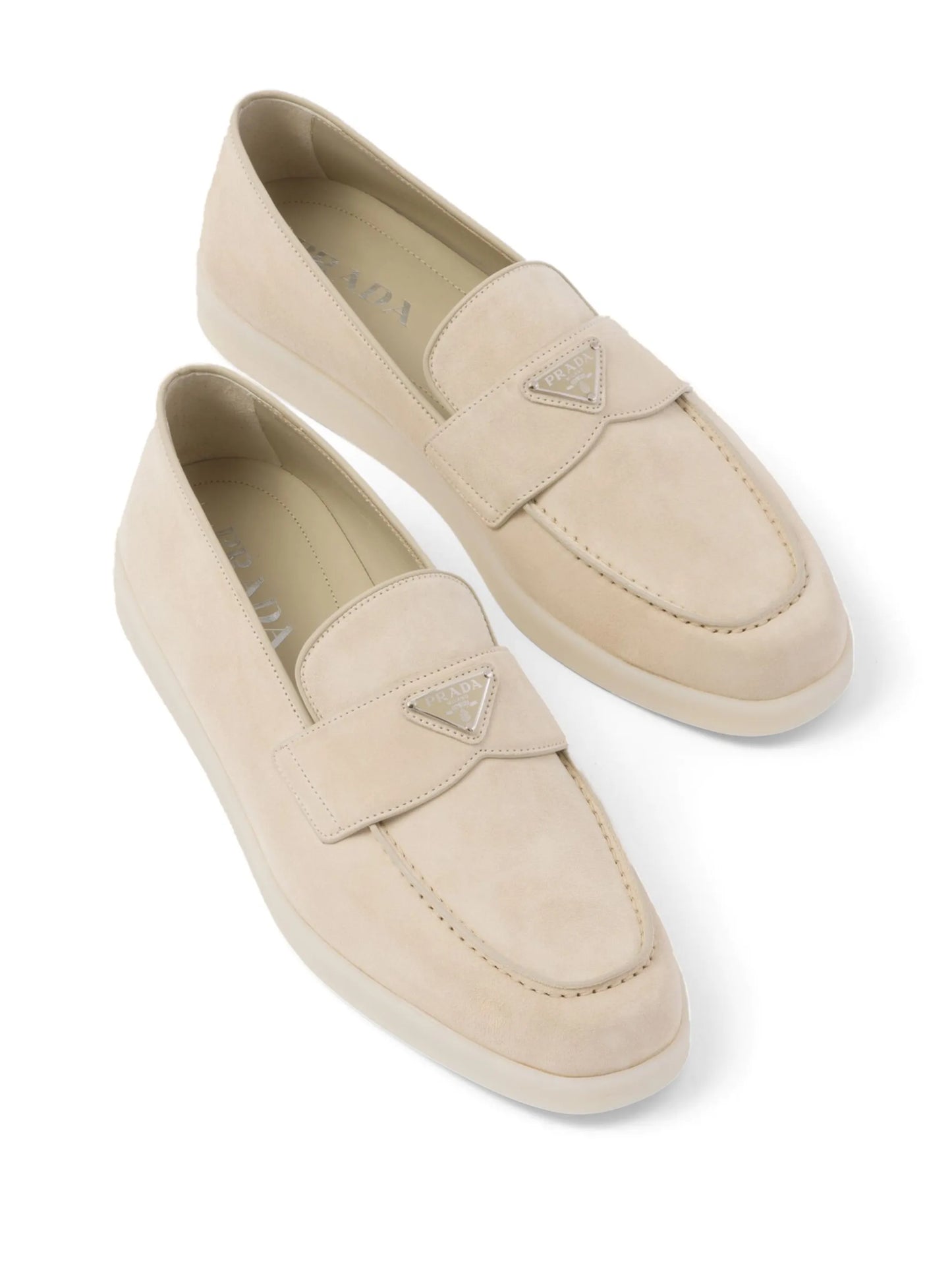 enamel triangle logo-plaque suede loafers