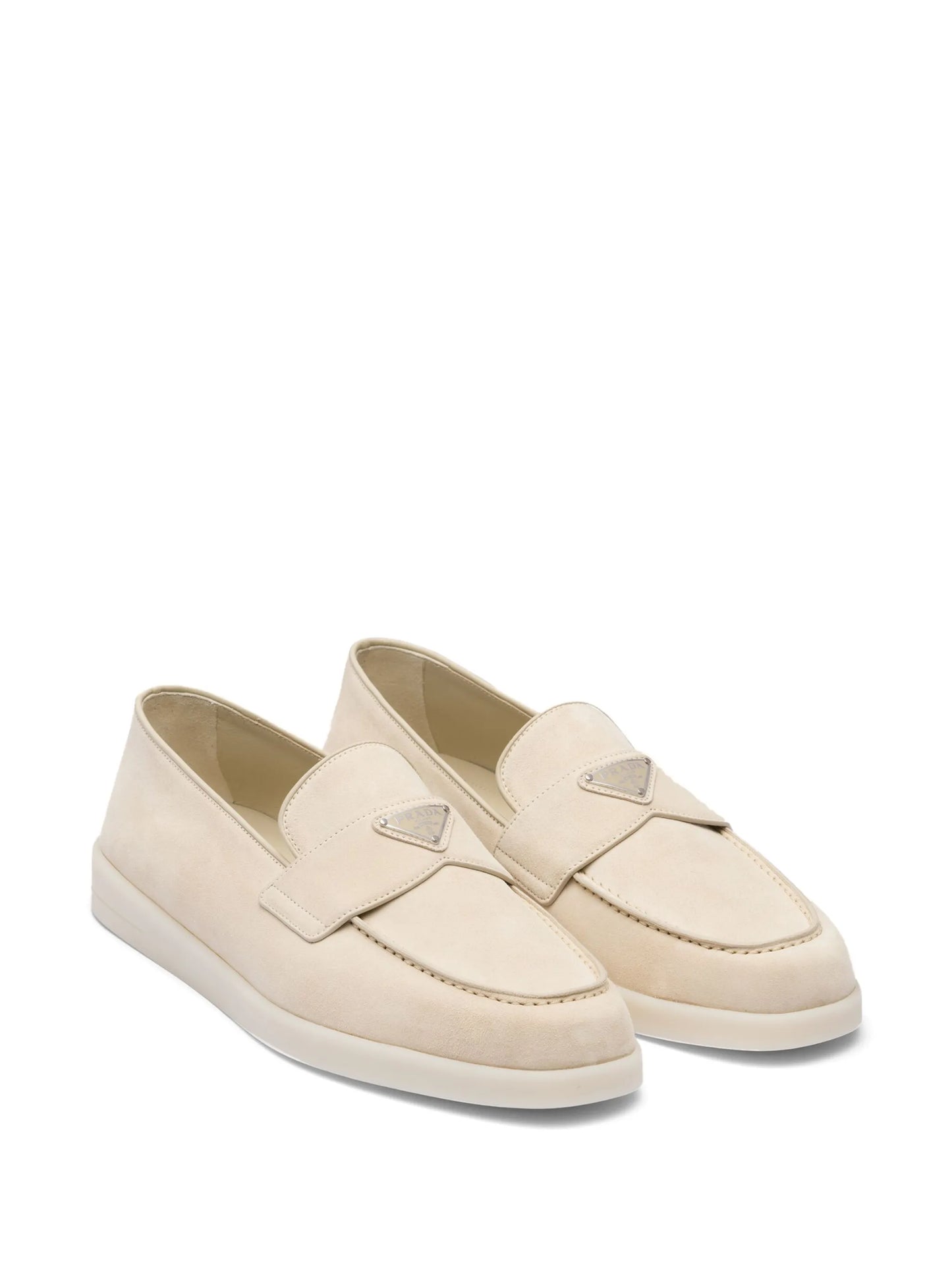 enamel triangle logo-plaque suede loafers