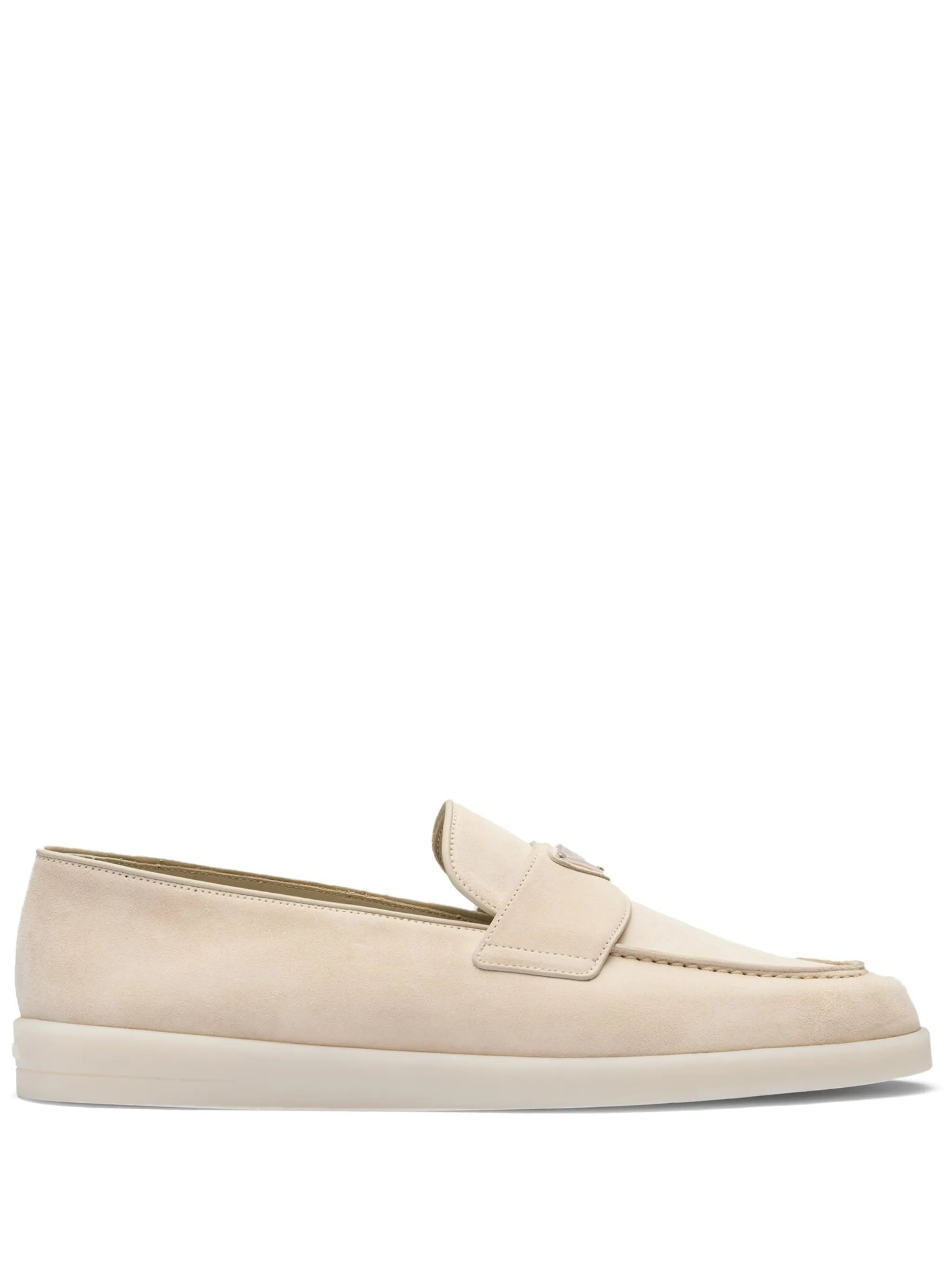 enamel triangle logo-plaque suede loafers