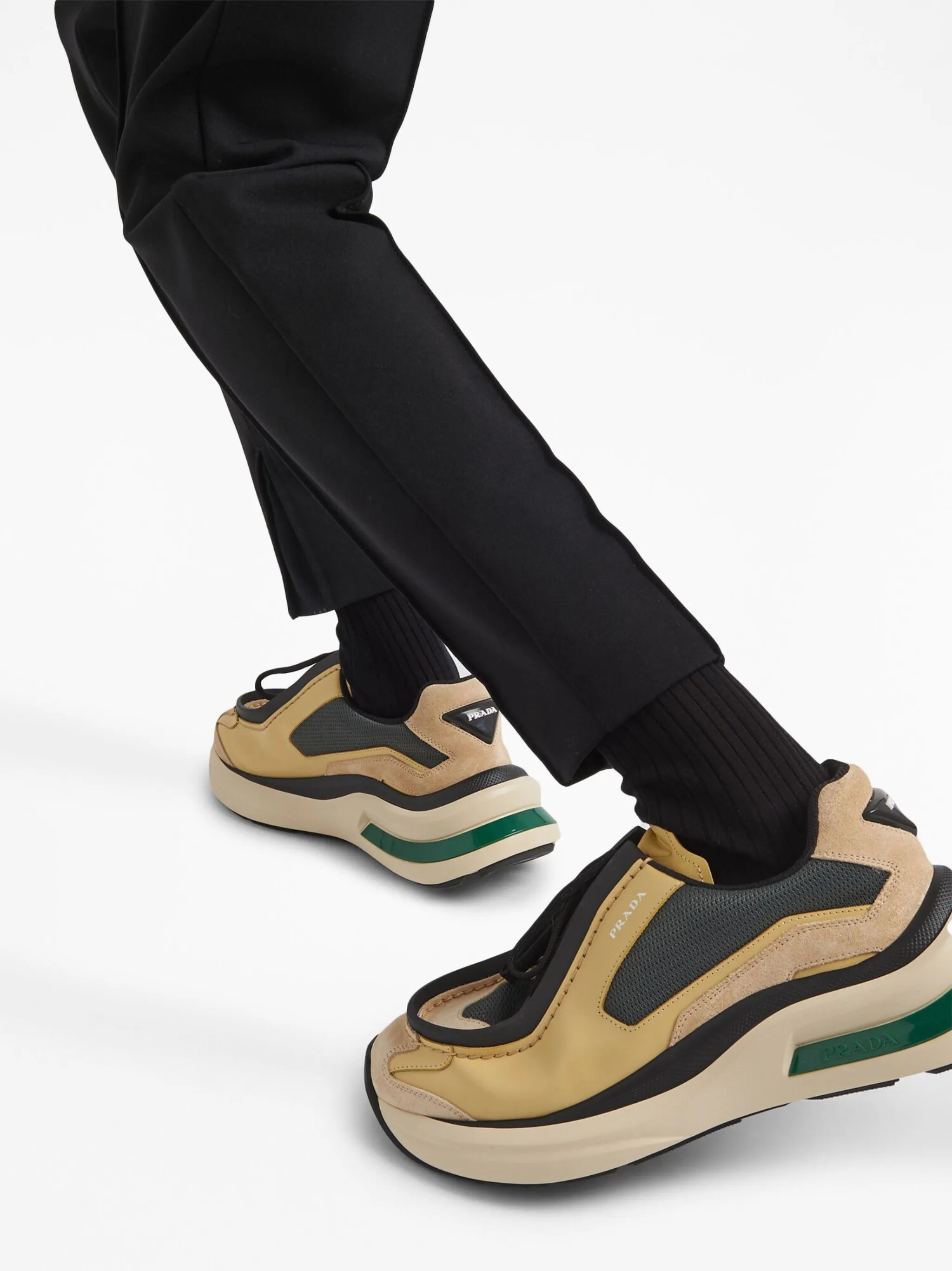 panelled leather chunky sneakers