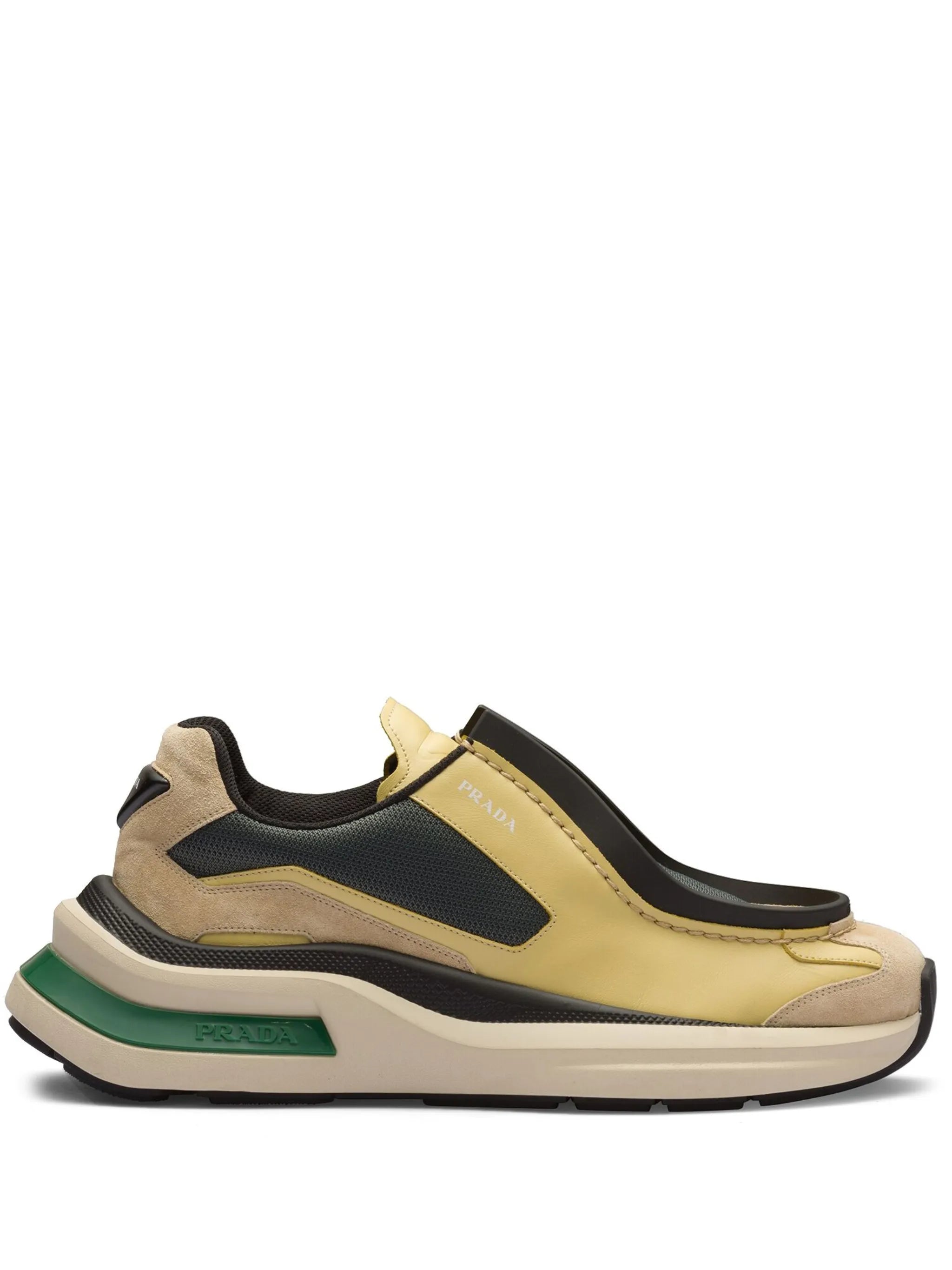 panelled leather chunky sneakers