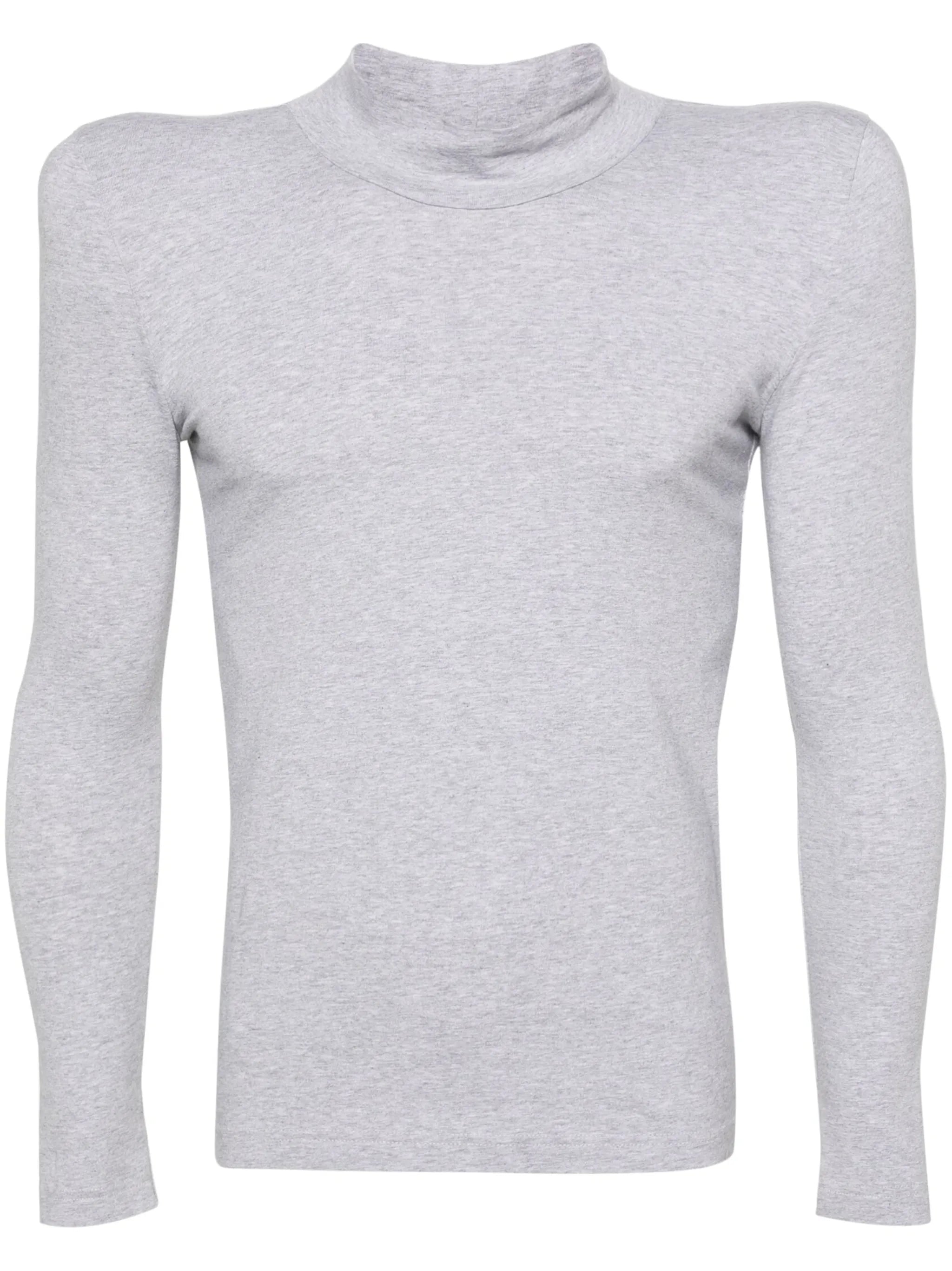 shoulder-padding high-neck T-shirt