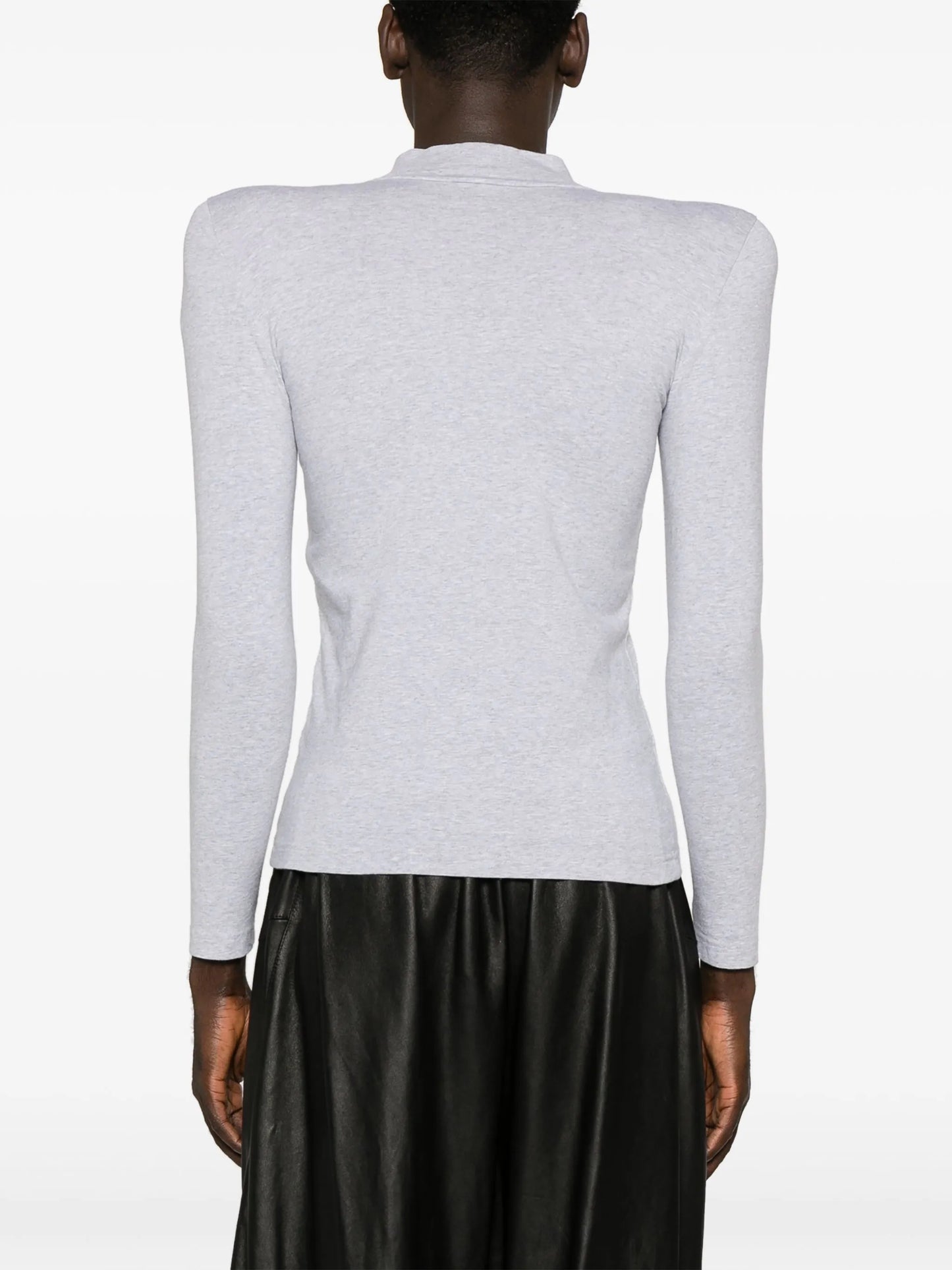 shoulder-padding high-neck T-shirt