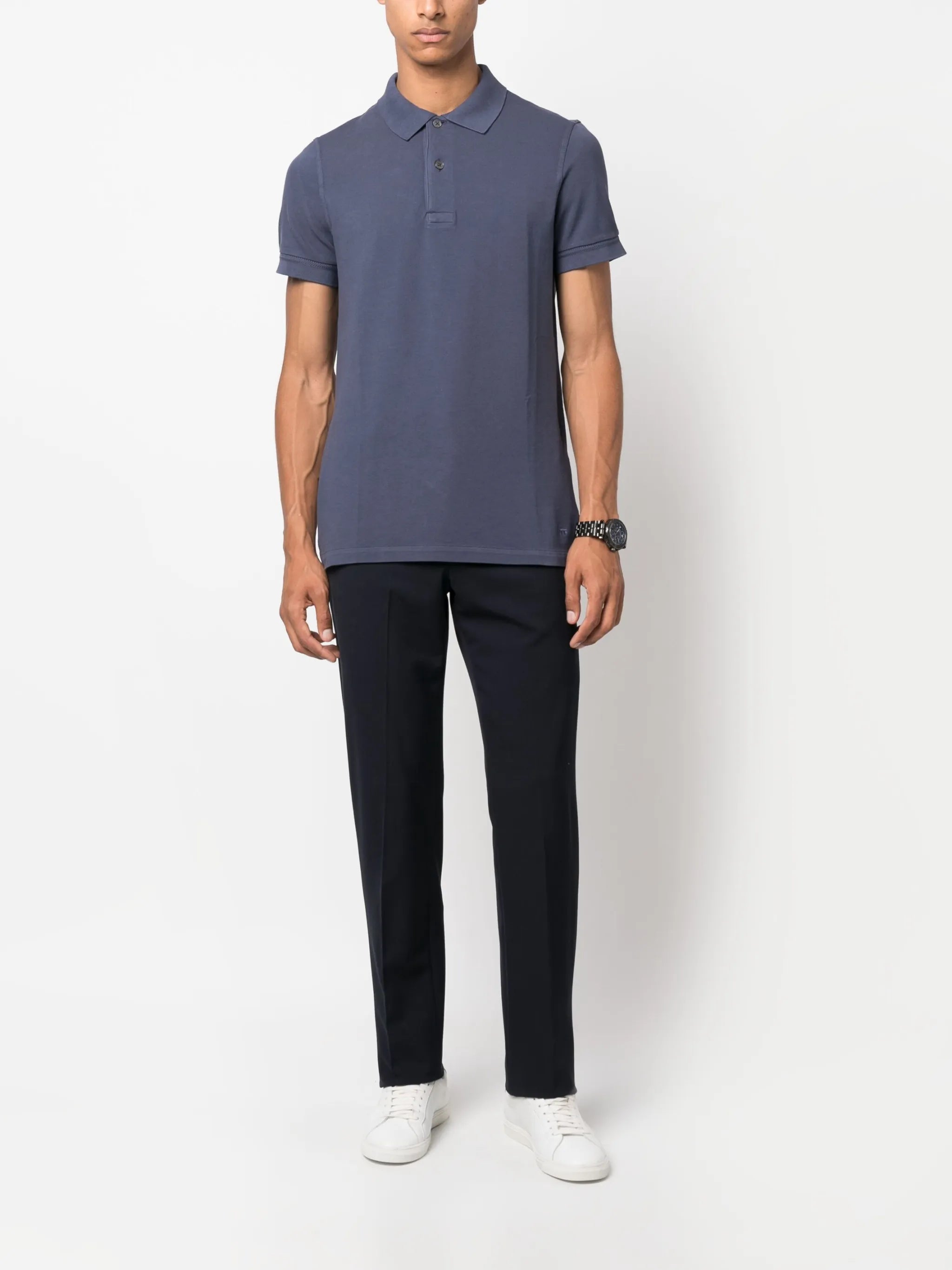 short-sleeved cotton polo shirt