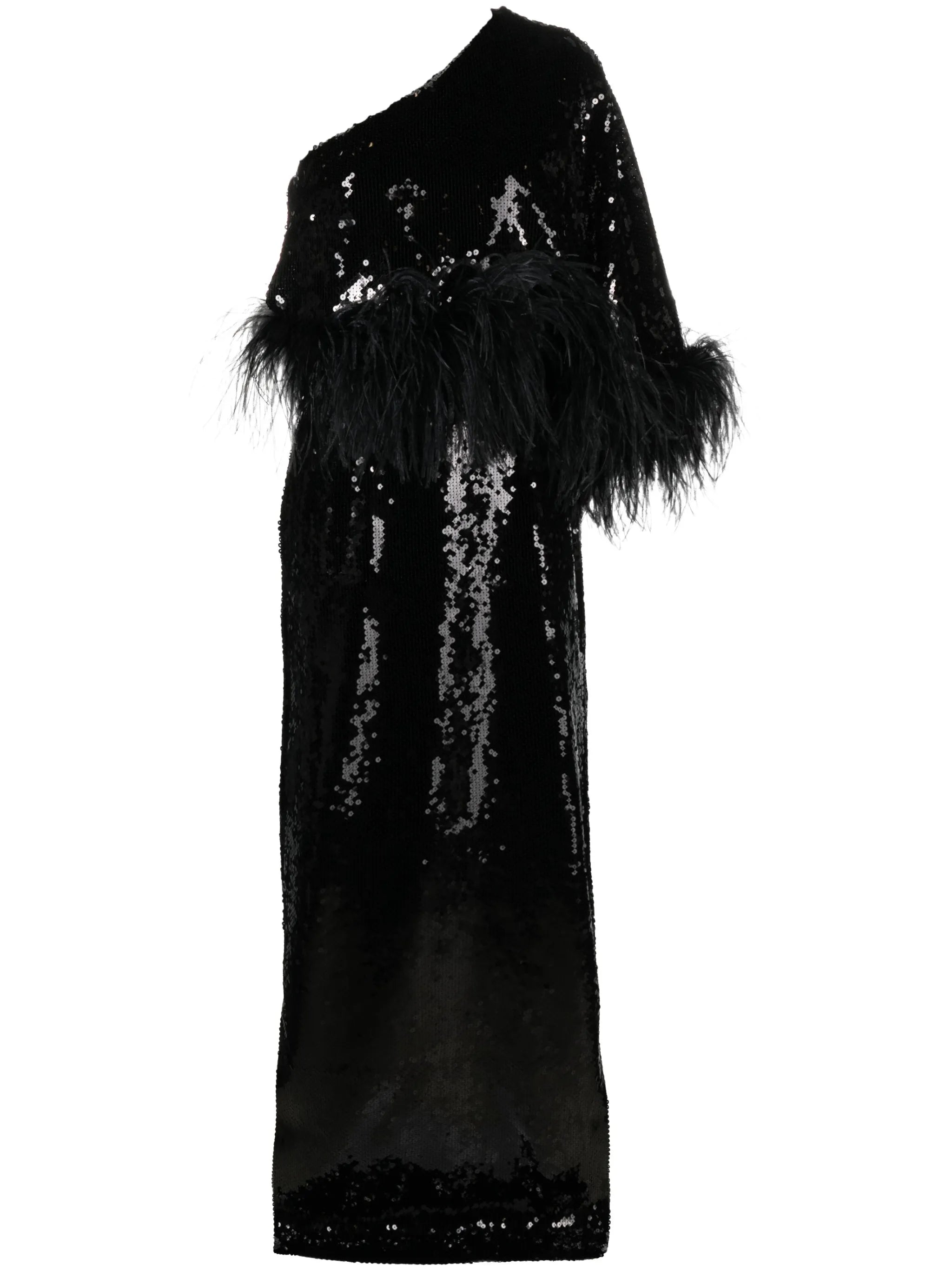 Alder feather-trimmed sequinned gown