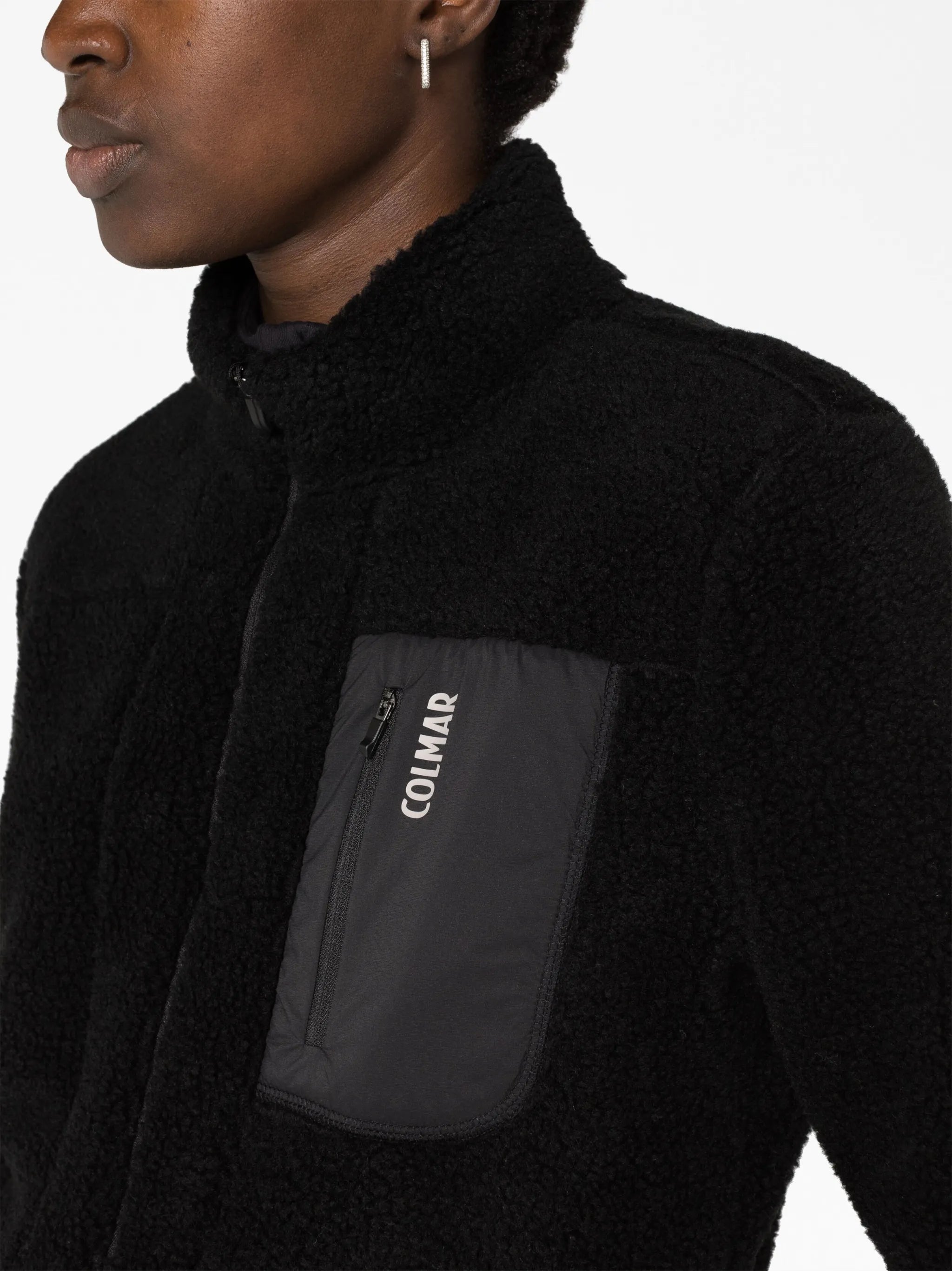 fleece-texture zip-up jacket