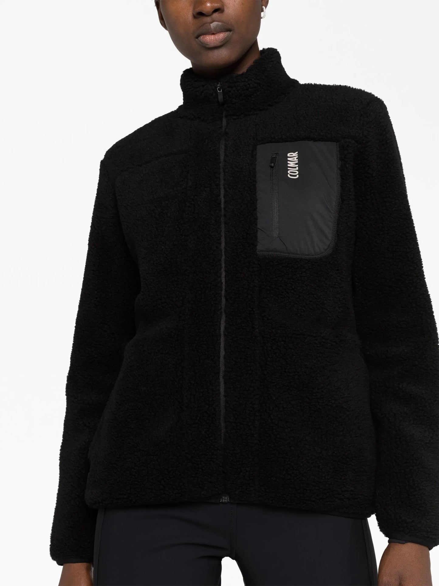 fleece-texture zip-up jacket