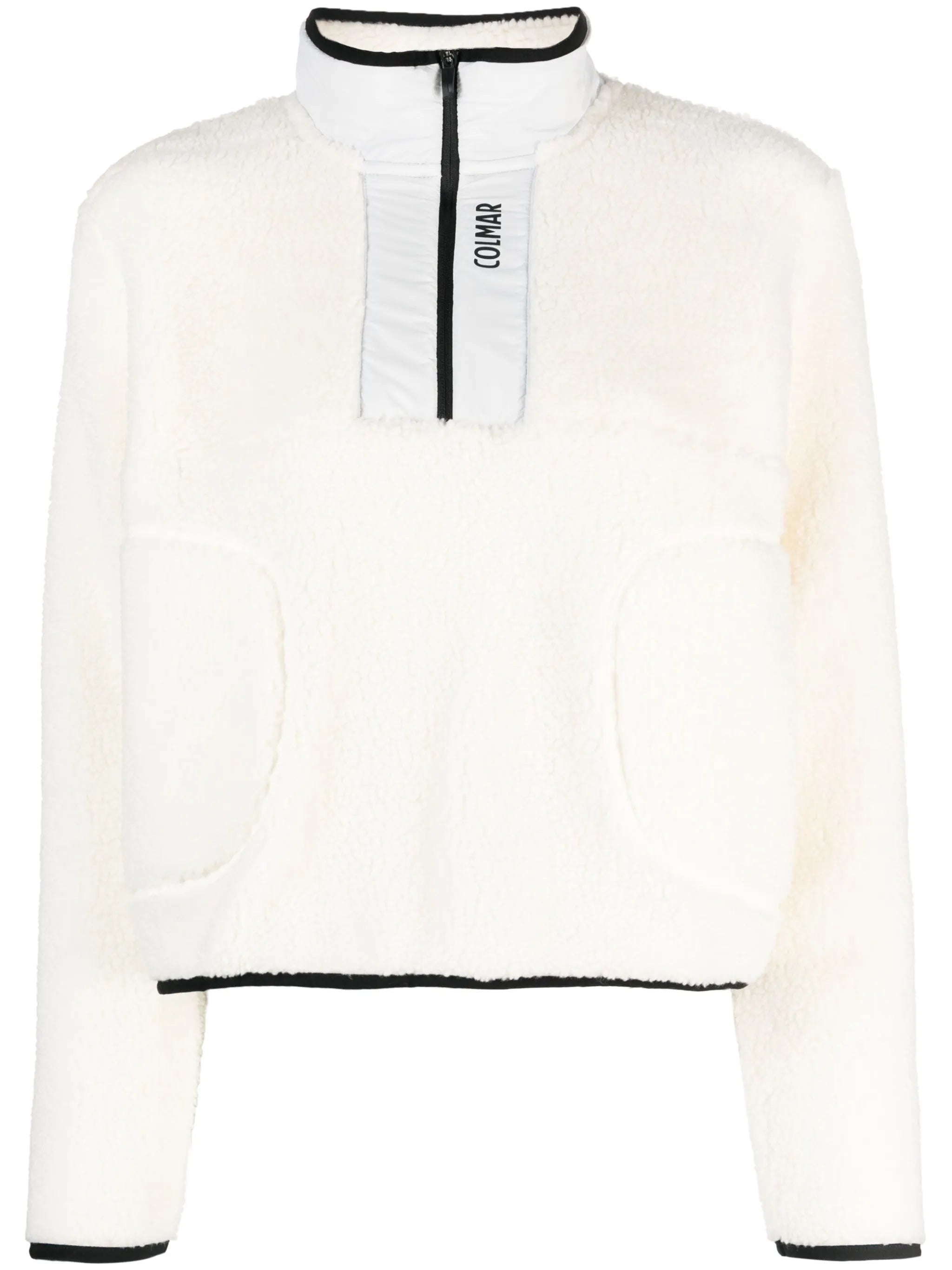 contrast-trim half-zip fleece sweatshirt