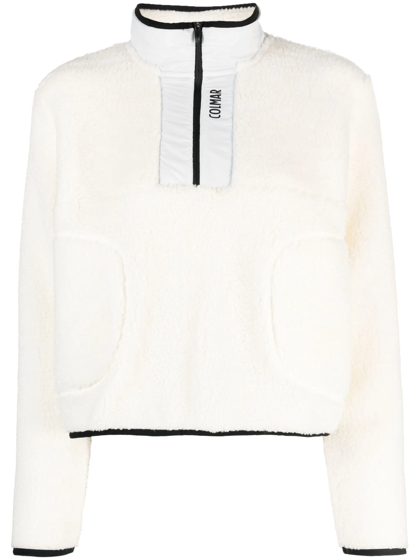 contrast-trim half-zip fleece sweatshirt