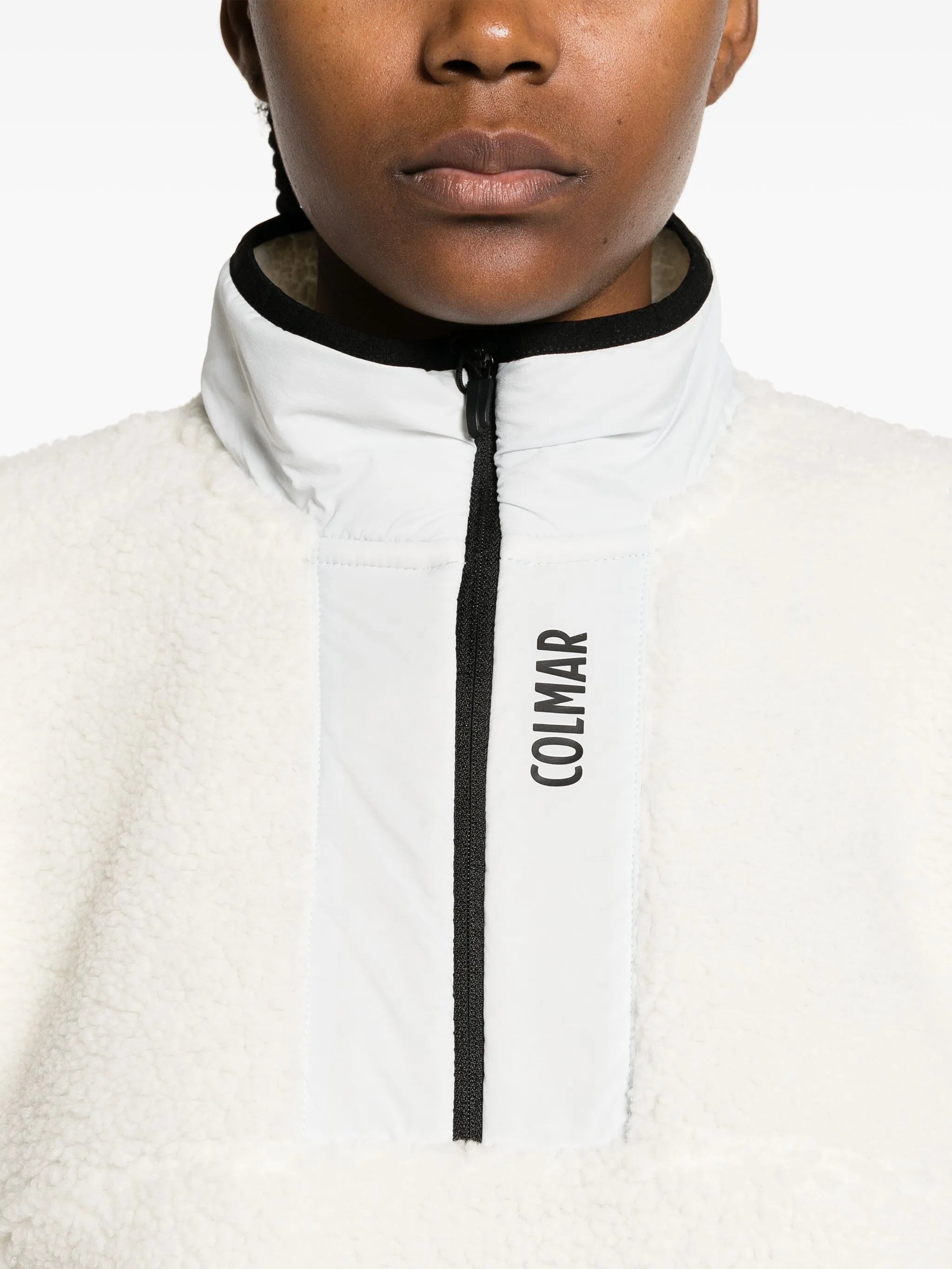 contrast-trim half-zip fleece sweatshirt