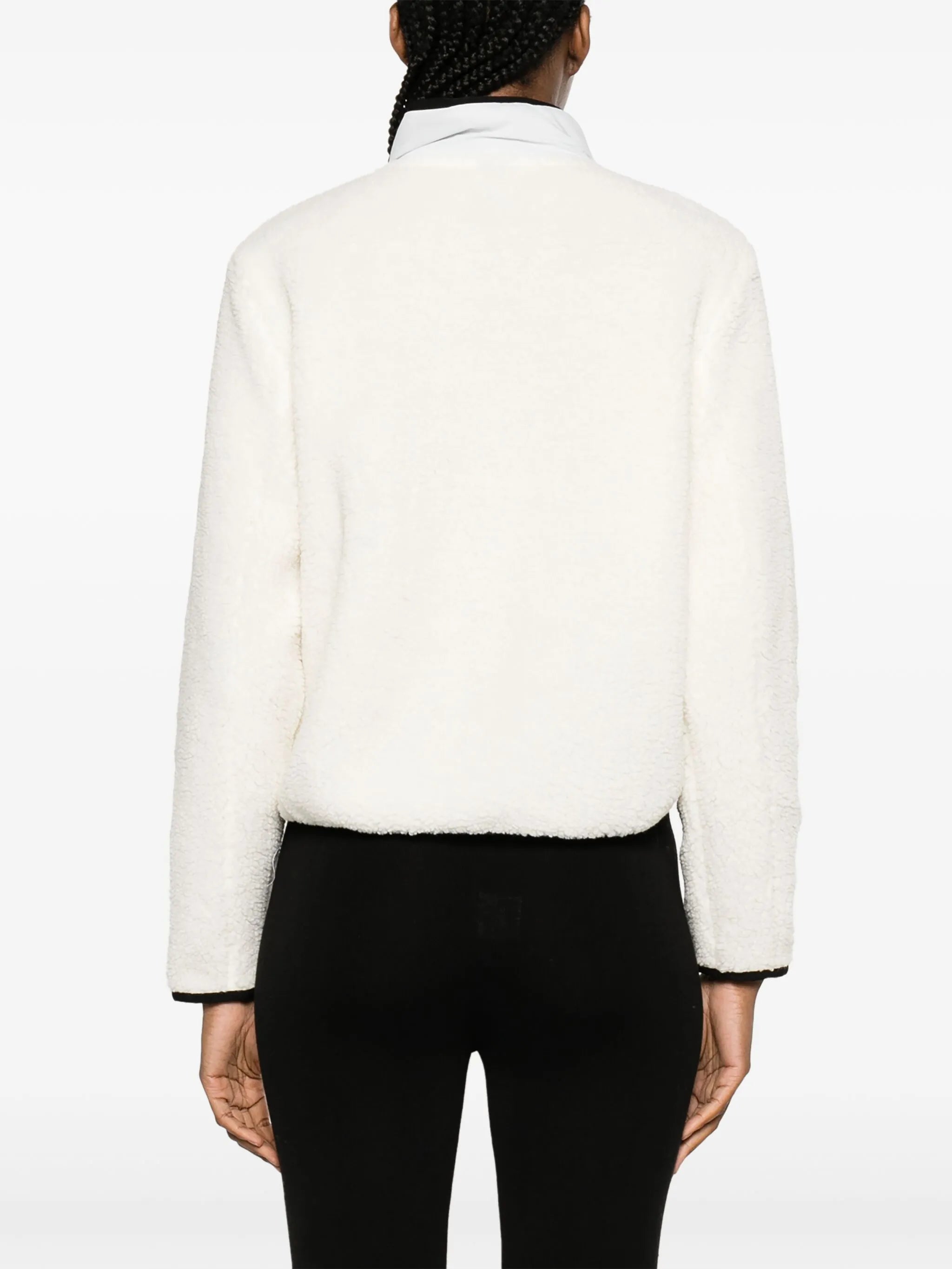 contrast-trim half-zip fleece sweatshirt