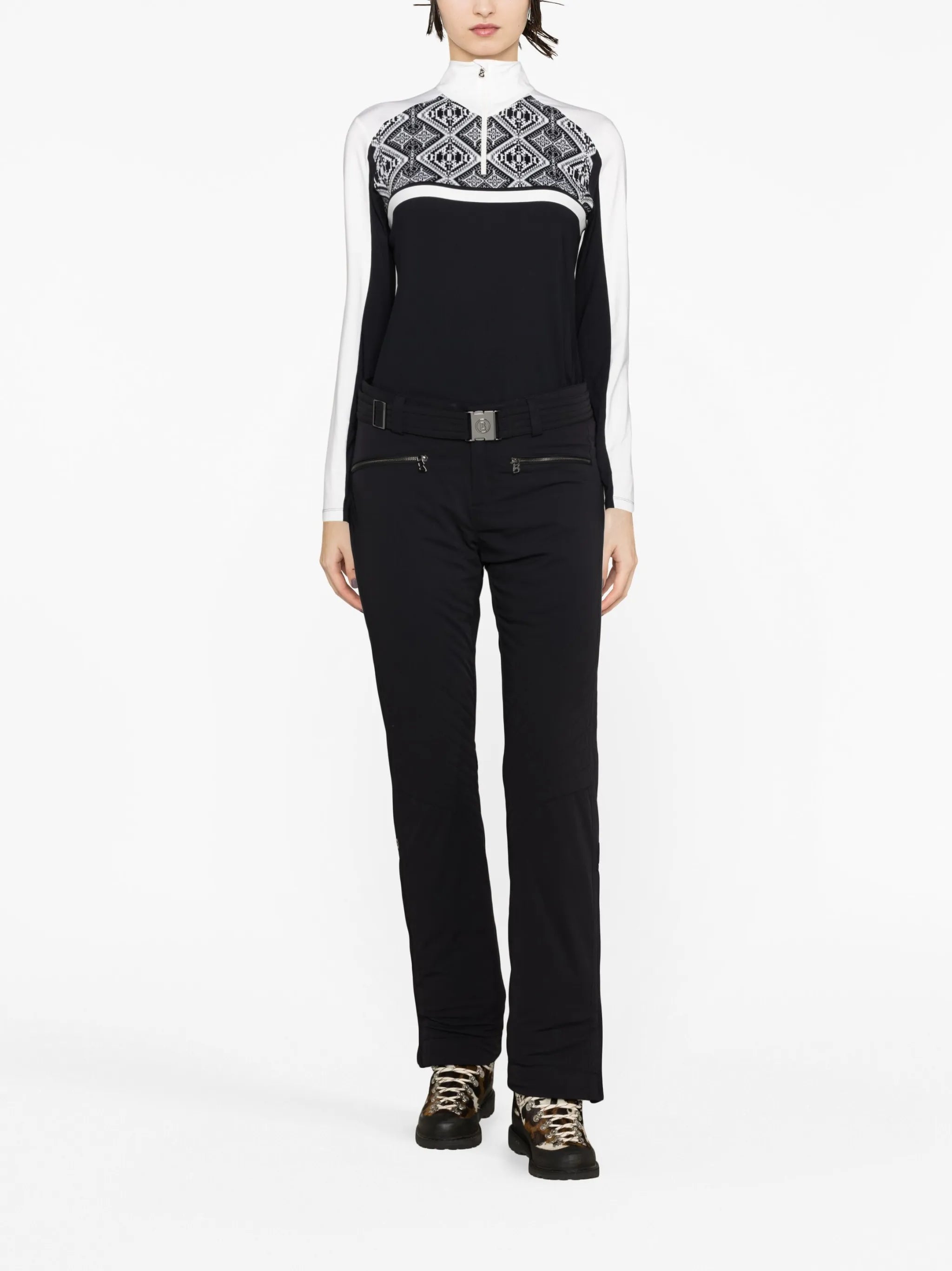 Elvira colour-block long-sleeved top