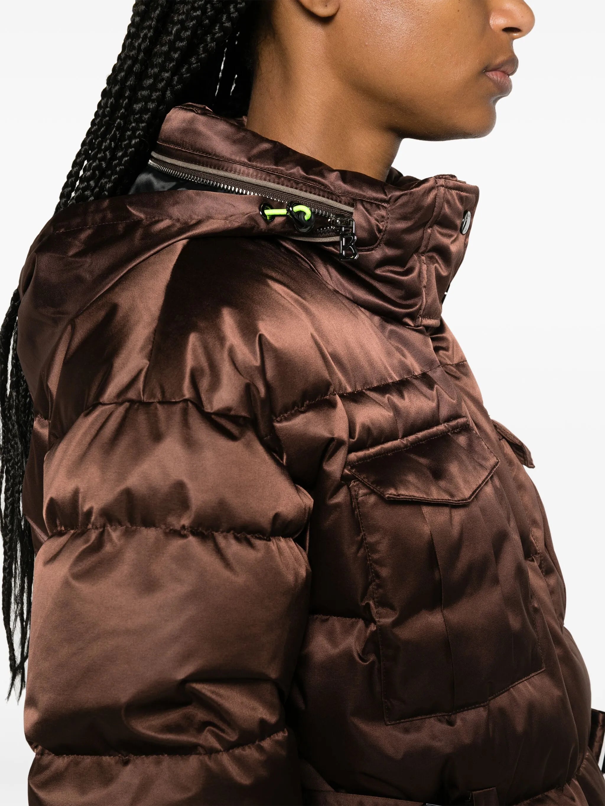 Adele hooded belted ski jacket