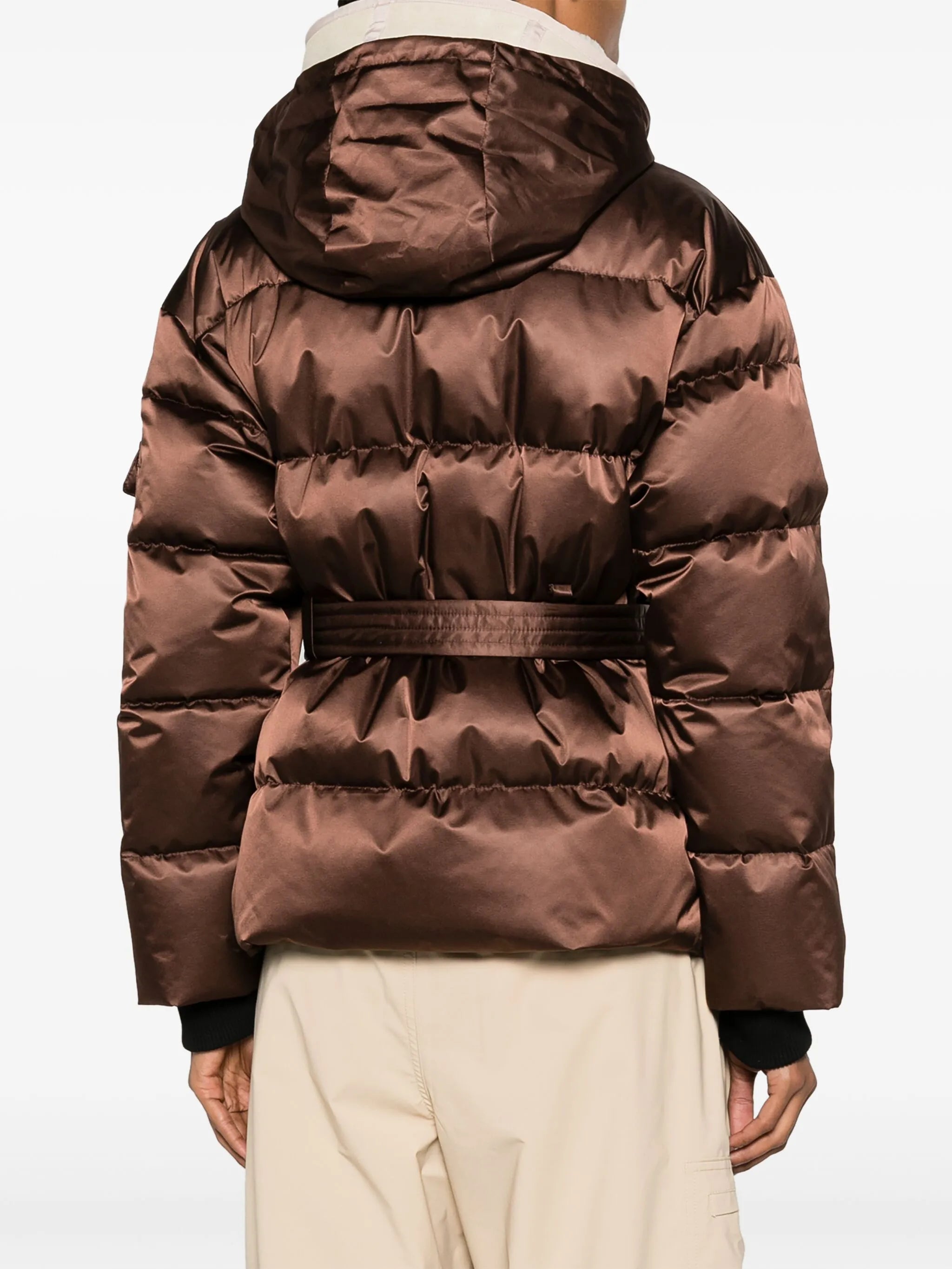 Adele hooded belted ski jacket