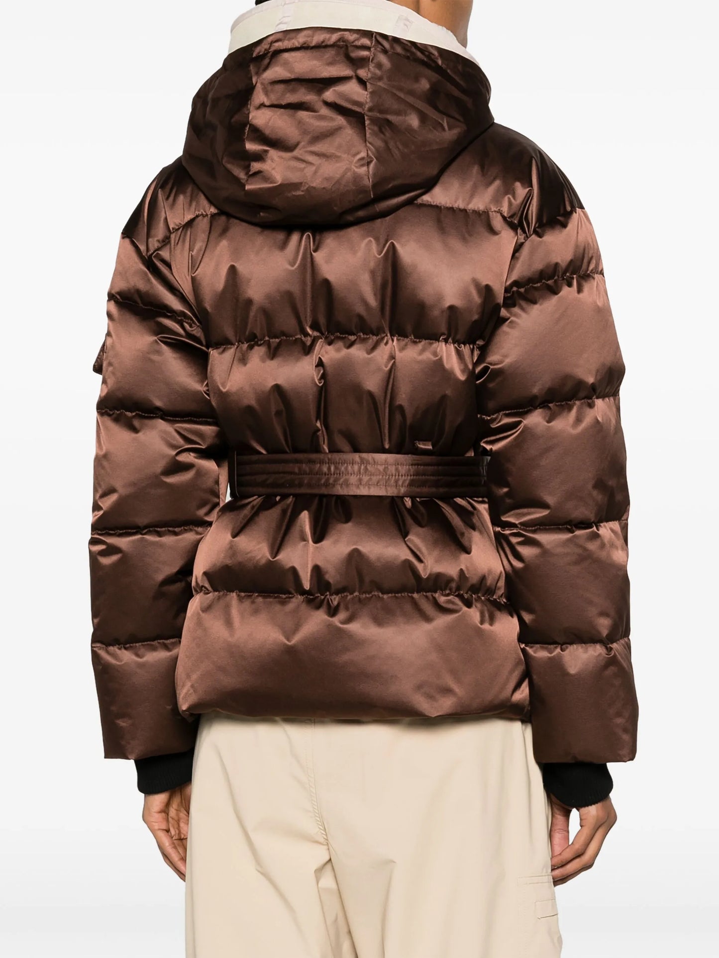 Adele hooded belted ski jacket