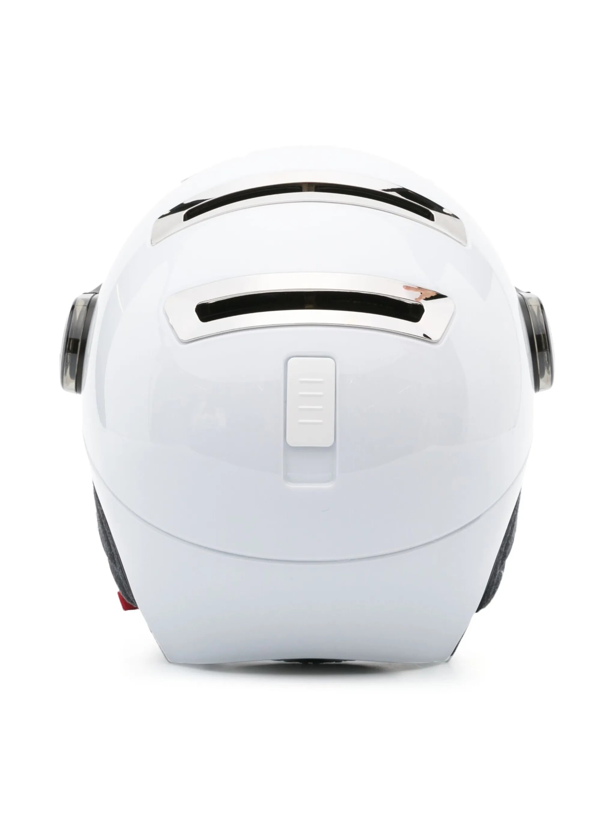 Chrome logo-plaque helmet