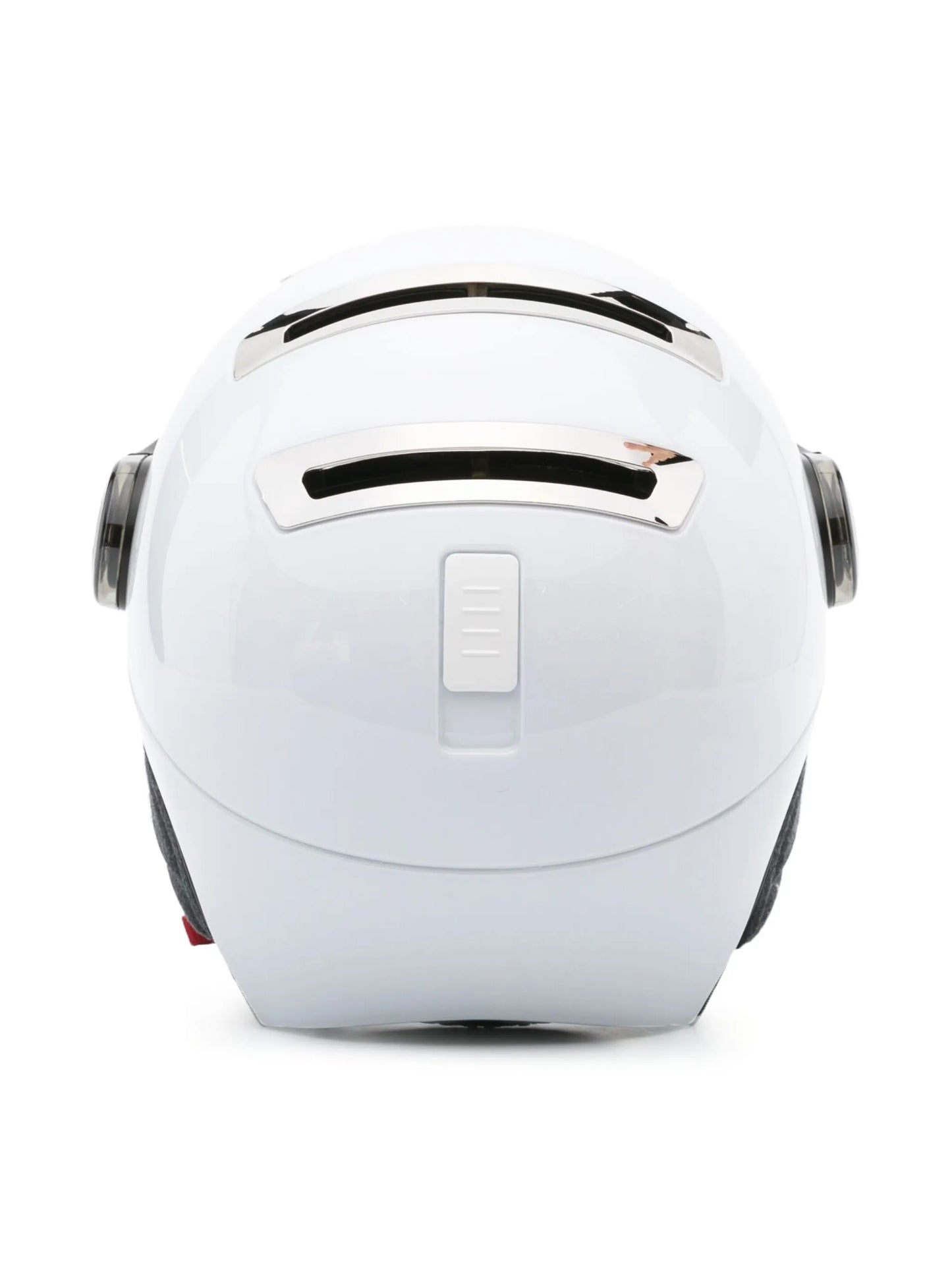 Chrome logo-plaque helmet