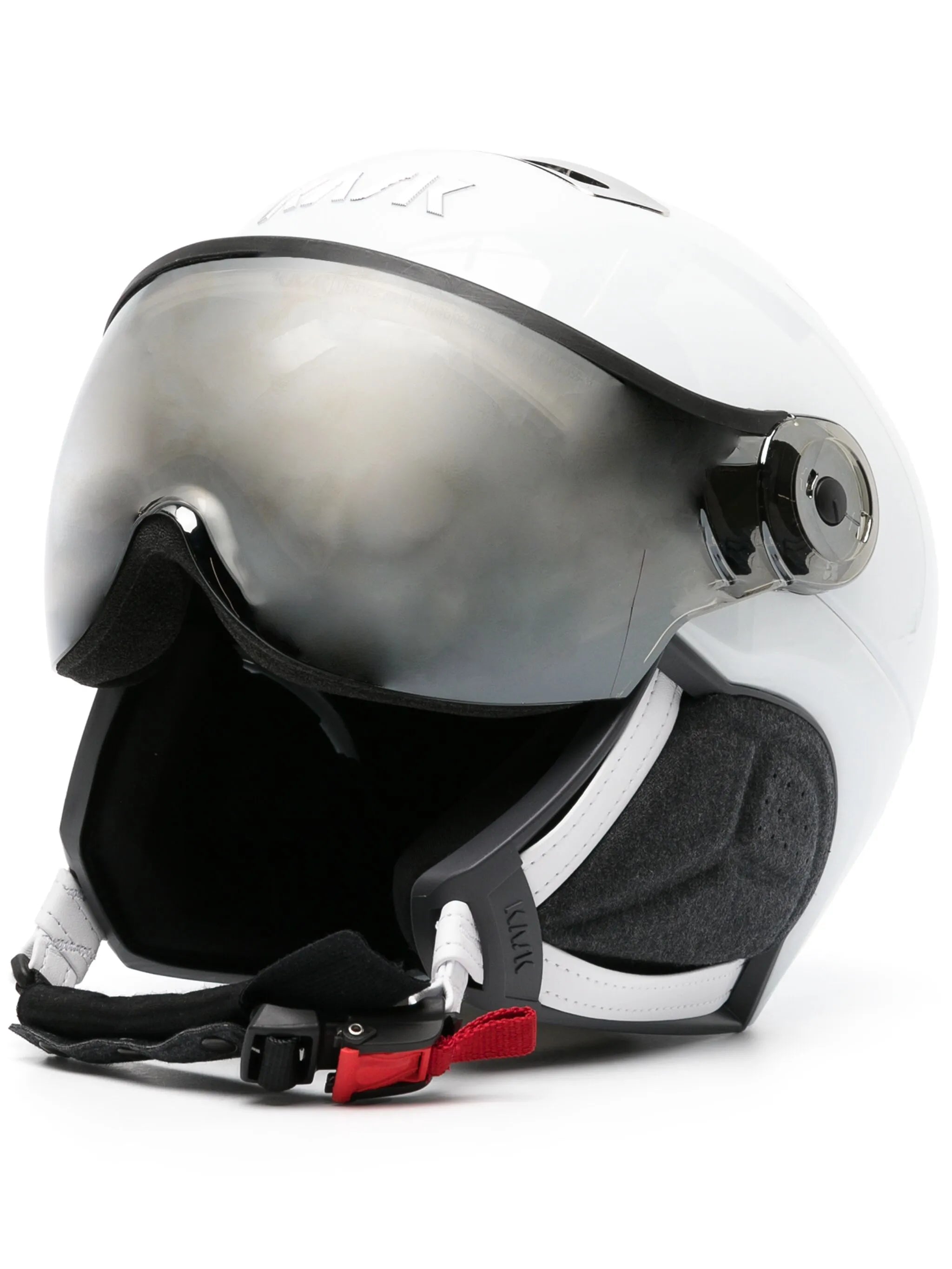 Chrome logo-plaque helmet