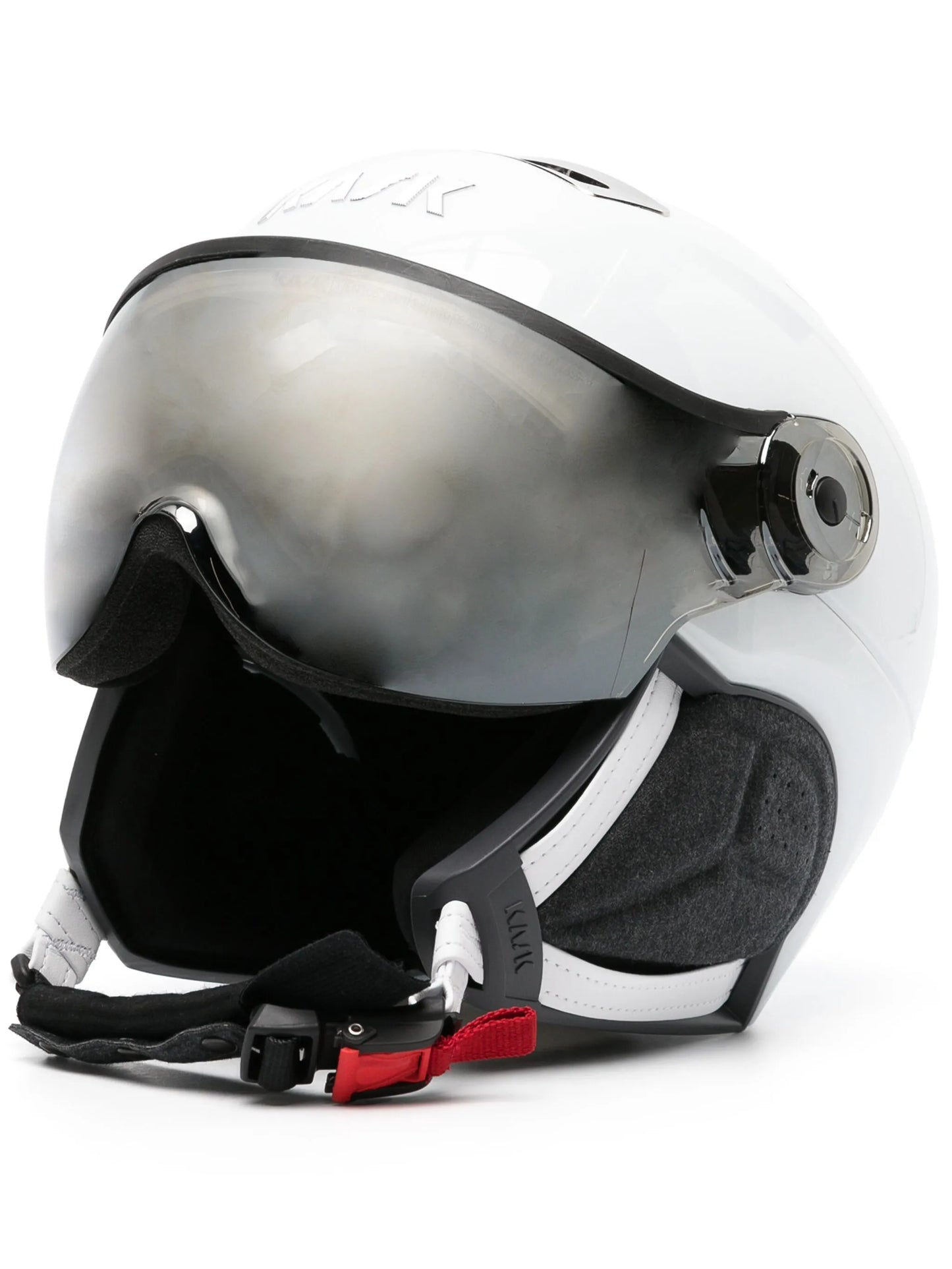 Chrome logo-plaque helmet